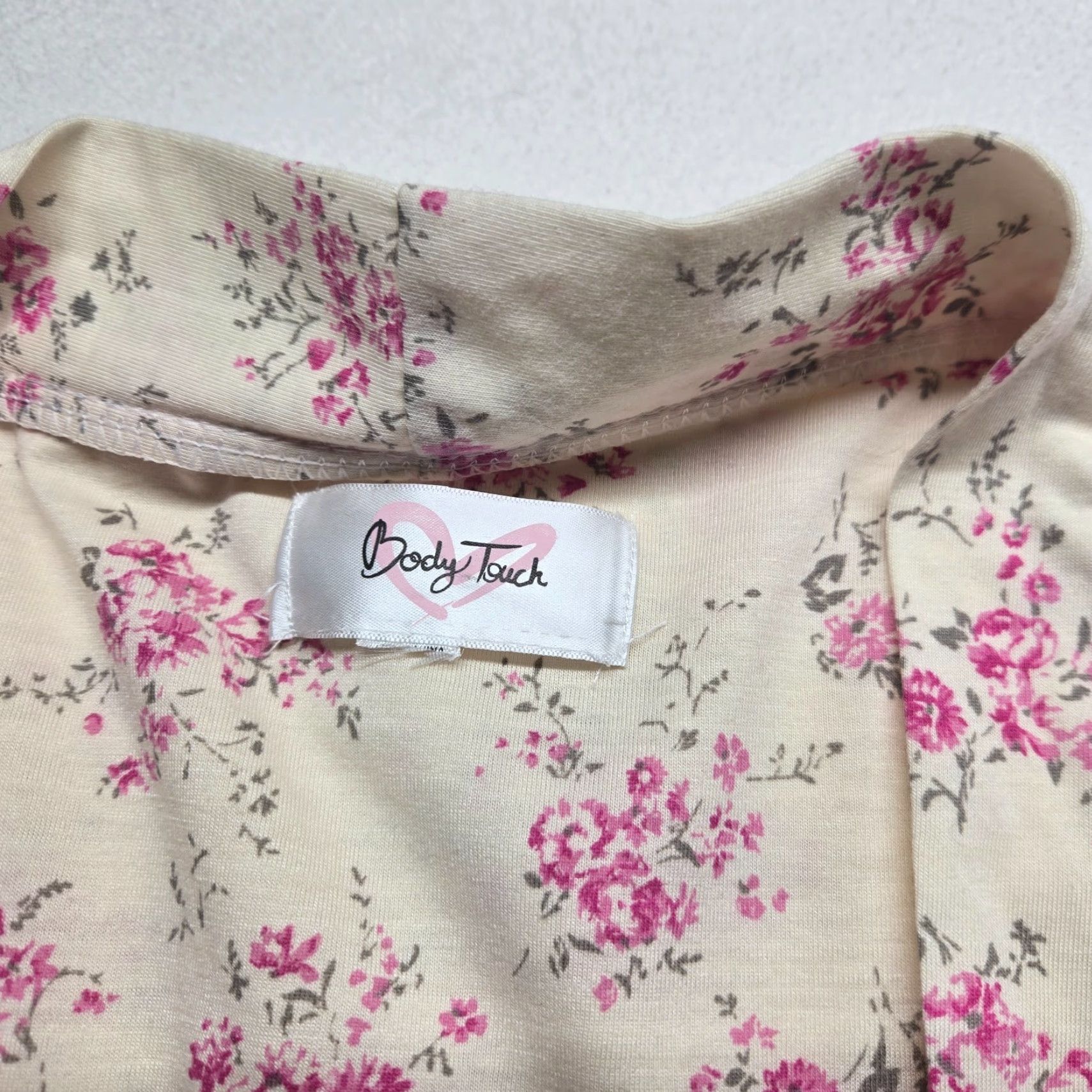 Vintage Body Touch Pajama Set Shirt Women XL Ivory Floral Pattern Sleep Set Flowers 90s (not applicable) Size ONE SIZE - 3 Thumbnail