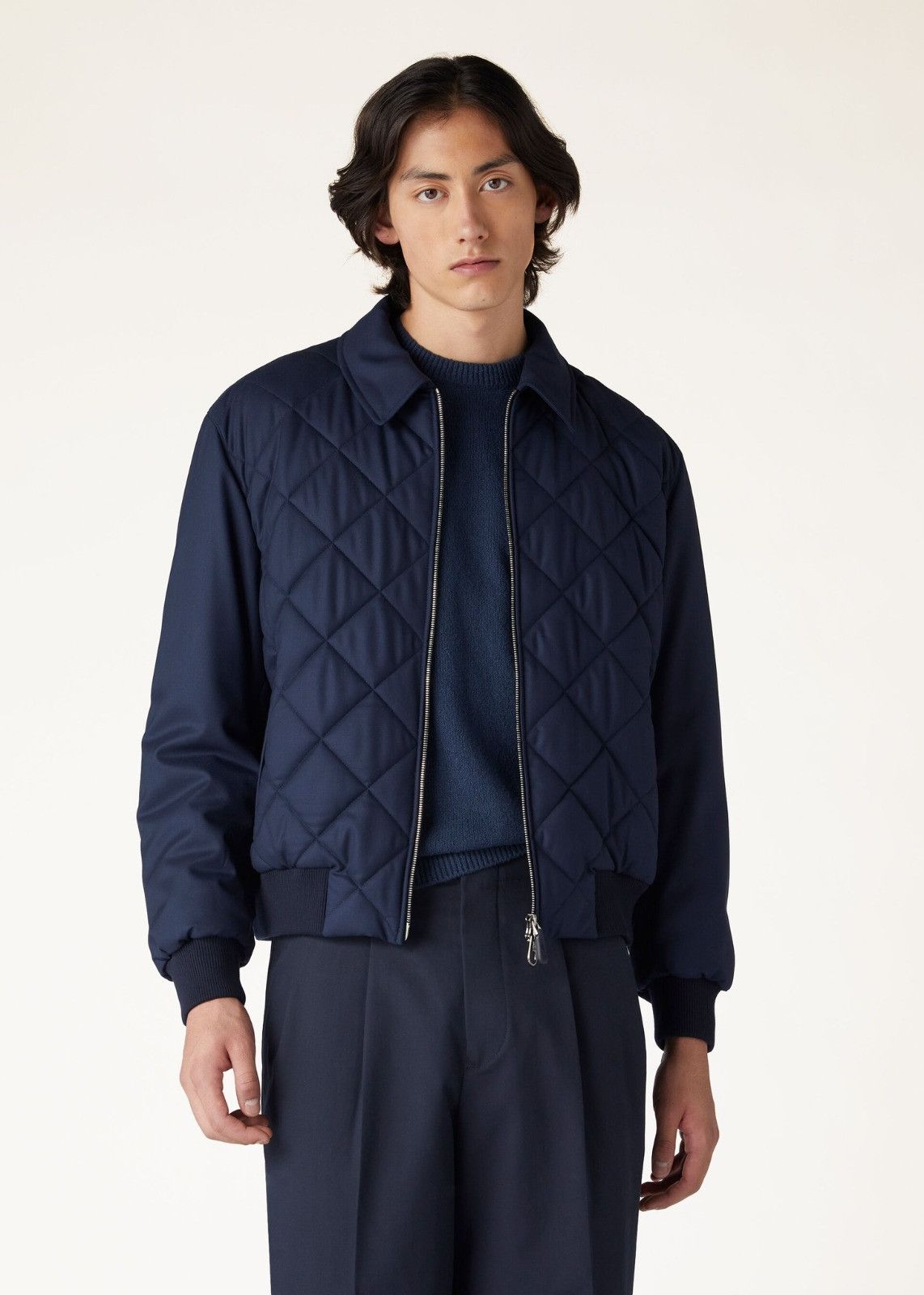 Loro Piana o1srvl11e0125 Ampay Tasmanian Bomber Jacket in Navy Blue Size US S / EU 44-46 / 1 - 4 Thumbnail