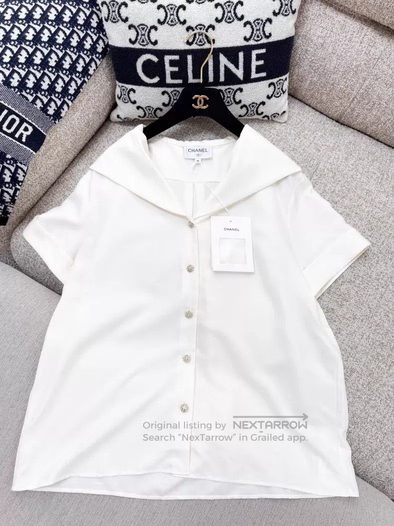 Chanel Chanel Navy collar short-sleeved shirt Size XS / US 0-2 / IT 36-38 - 4 Thumbnail