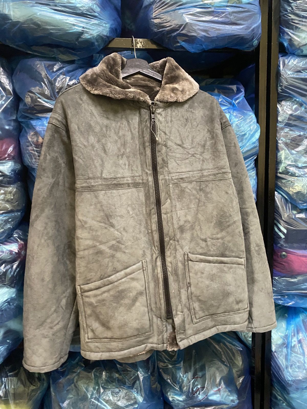 Beams Plus Vintage BEAMS Faux Shearling Grey Zip-Up Jacket Size US M / EU 48-50 / 2 - 3 Thumbnail