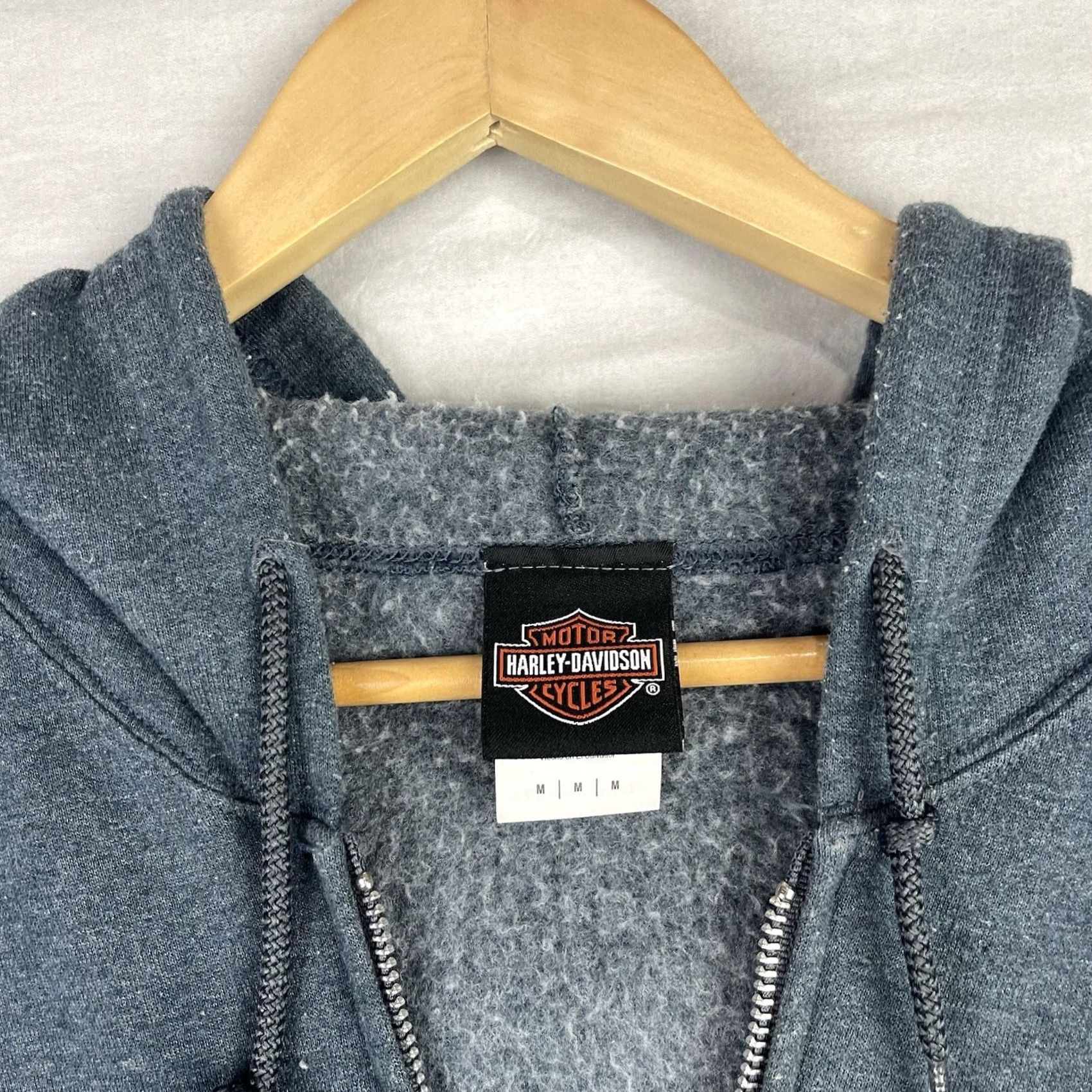 Harley Davidson Harley-Davidson Hoodie Mens M Blue Full Zip Military Overseas Tour Skull Graphic Print Front Logo Zipper Pocket Hooded Size US M / EU 48-50 / 2 - 6 Thumbnail