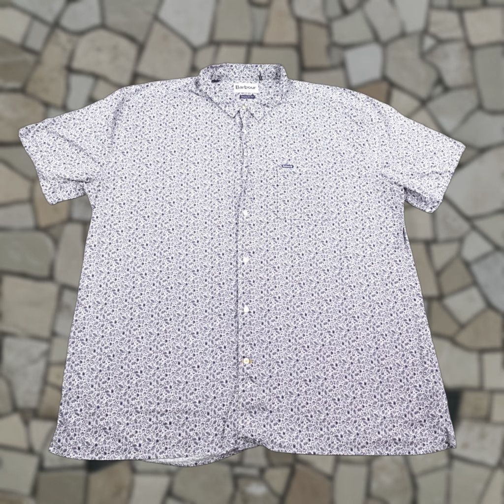 Barbour Barbour Shirt Mens 2XL Blue White Ditsy Floral Print Button-Up Camp Lightweight Shirt Size US XXL / EU 58 / 5 - 1 Thumbnail