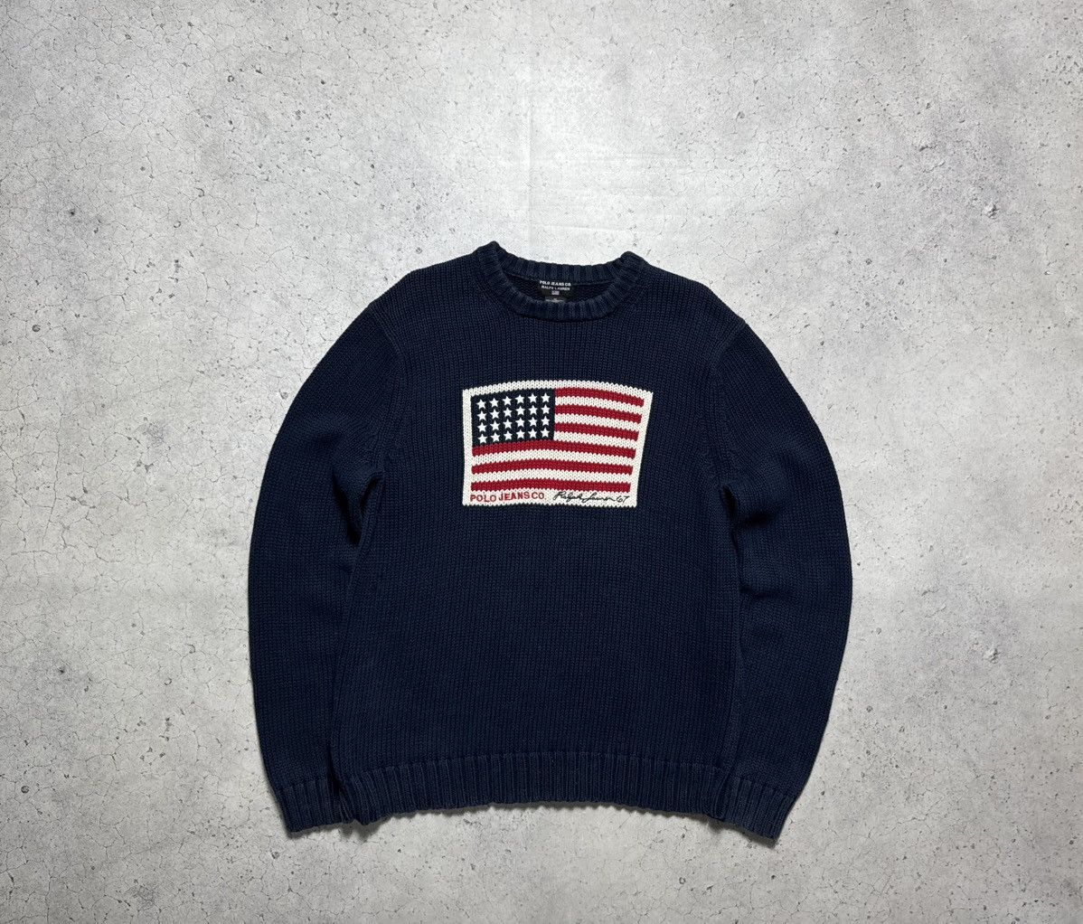 Polo Ralph Lauren Polo Ralph Lauren Jeans Company USA Flag Vintage Sweater Size US M / EU 48-50 / 2 - 1 Thumbnail