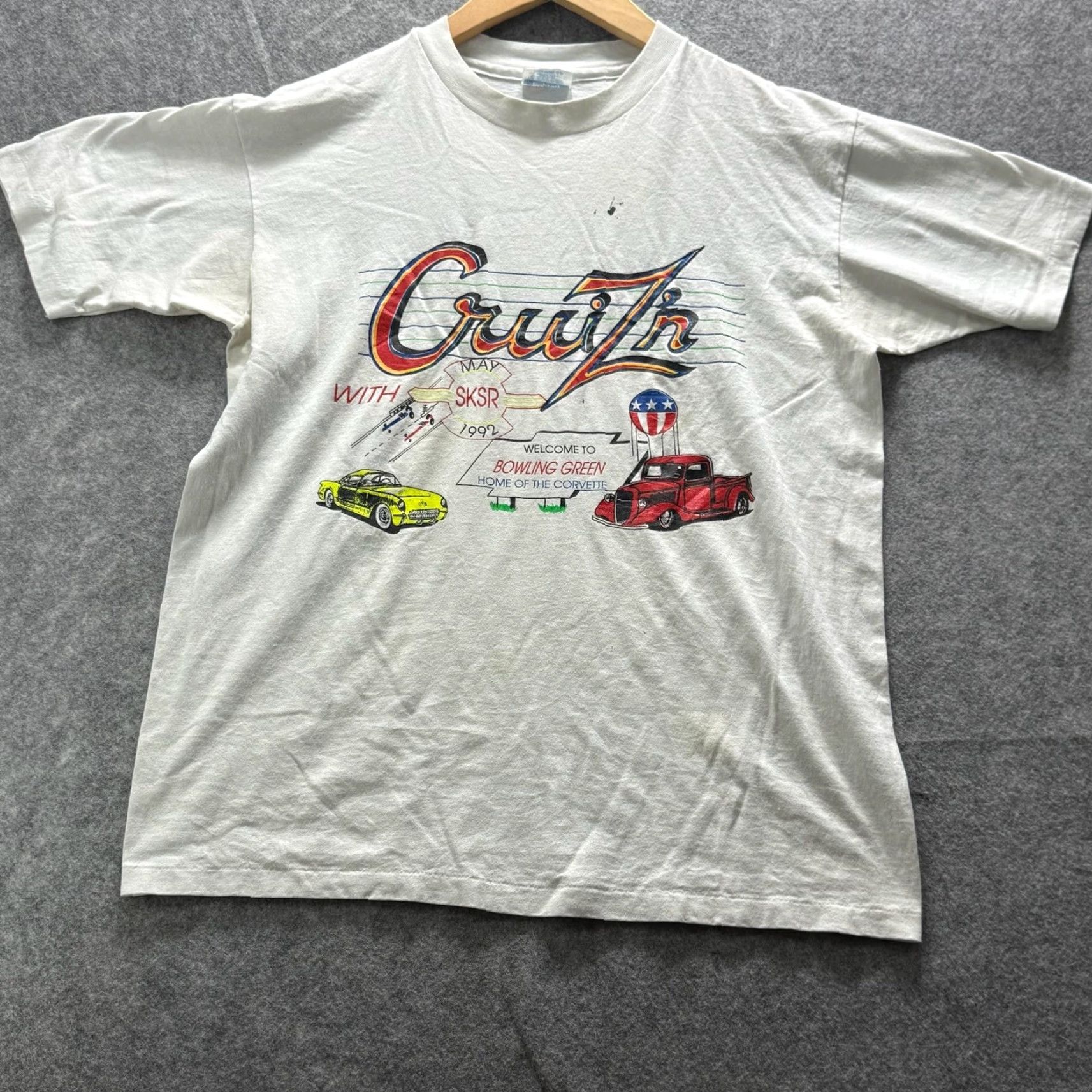 Vintage VINTAGE Cruizin Shirt Mens L White Corvette Graphic Tee 1992 Bowling Green Size US L / EU 52-54 / 3 - 2 Thumbnail