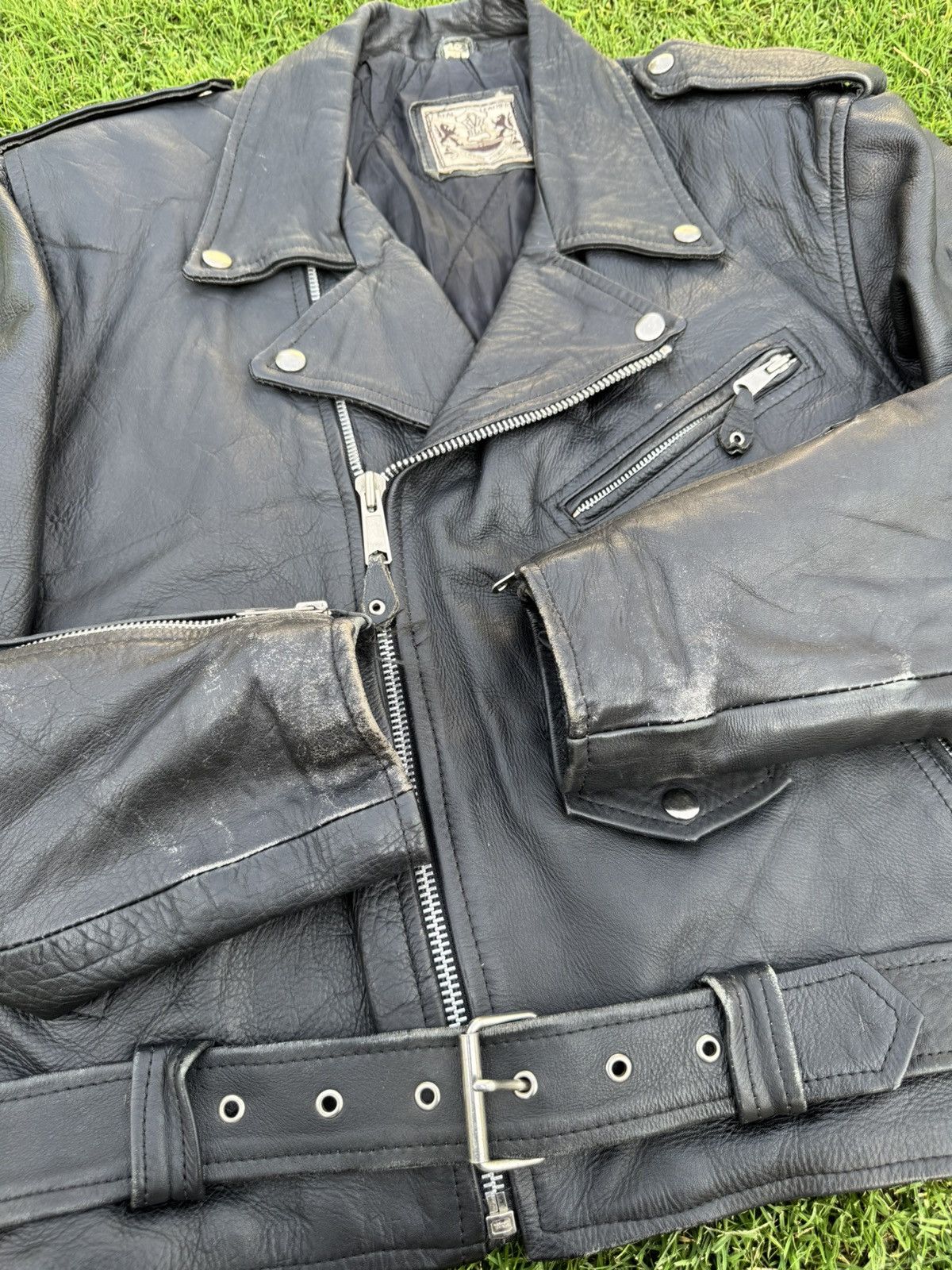 Vintage vintage distressed black BLL genuine cowhide leather biker Size US M / EU 48-50 / 2 - 11 Thumbnail