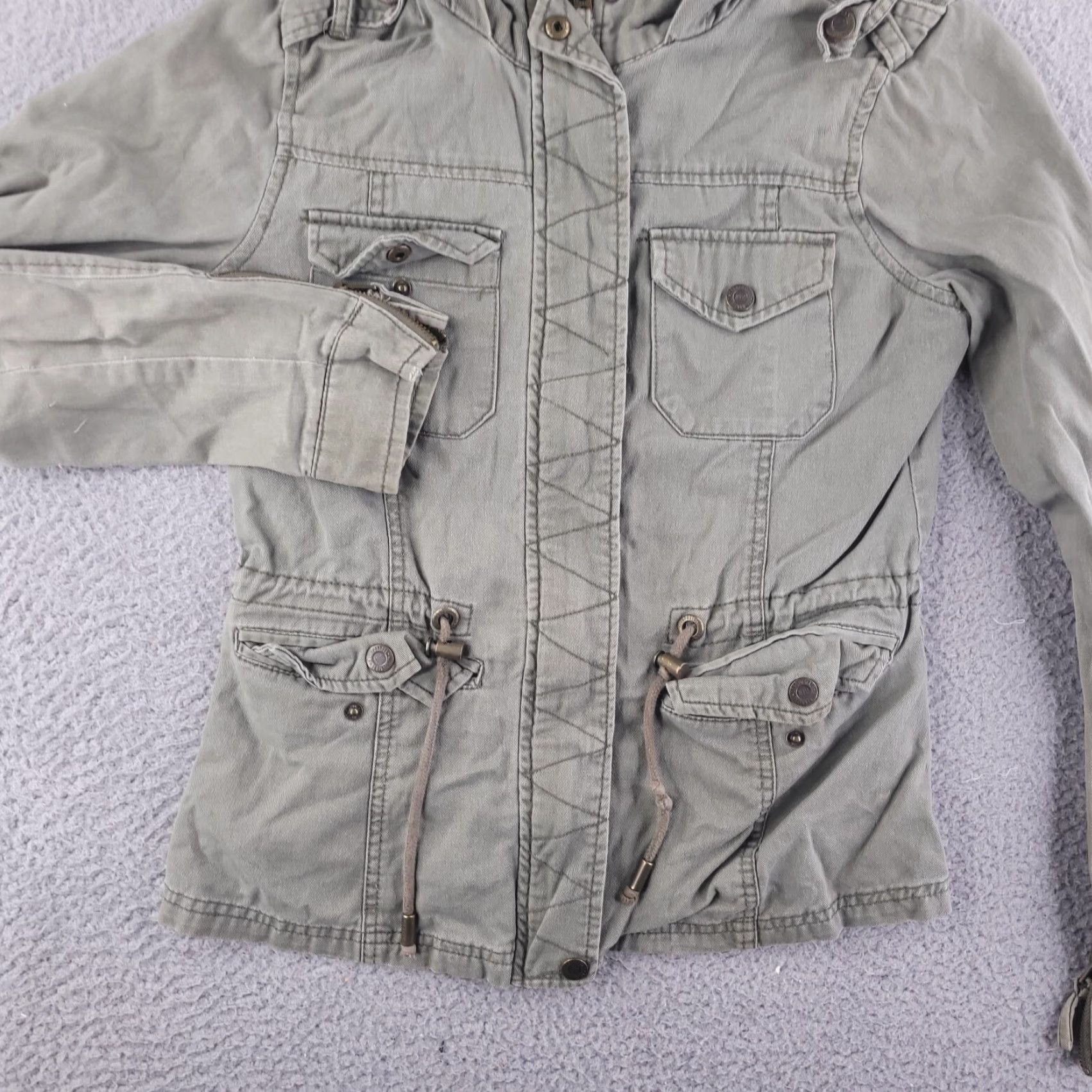 Aeropostale VINTAGE Aeropostale Jacket Womens XS Green Army Military Jacket Slim? Size XS / US 0-2 / IT 36-38 - 2 Thumbnail