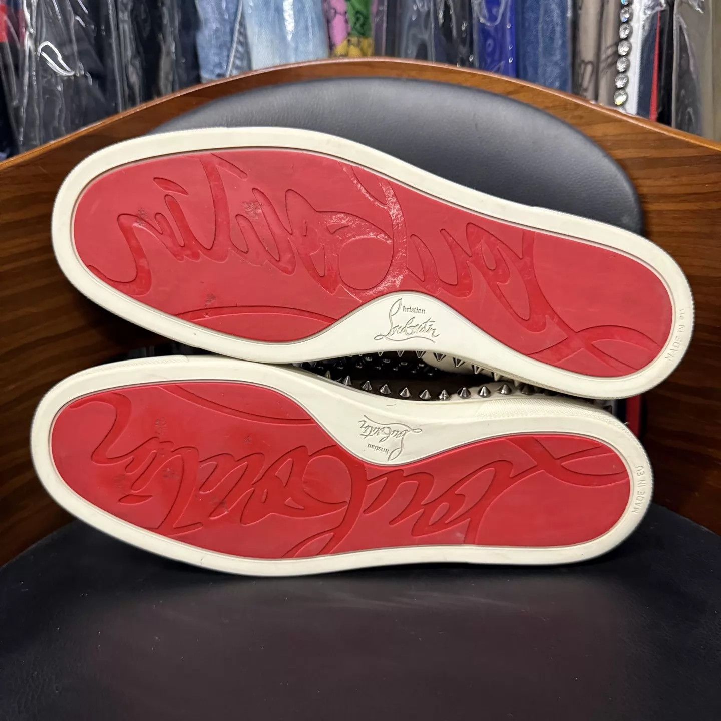 Christian Louboutin CL cow print horsehair studded red sole 40.5 Worn Excellent Size US 7.5 / EU 40-41 - 9 Thumbnail