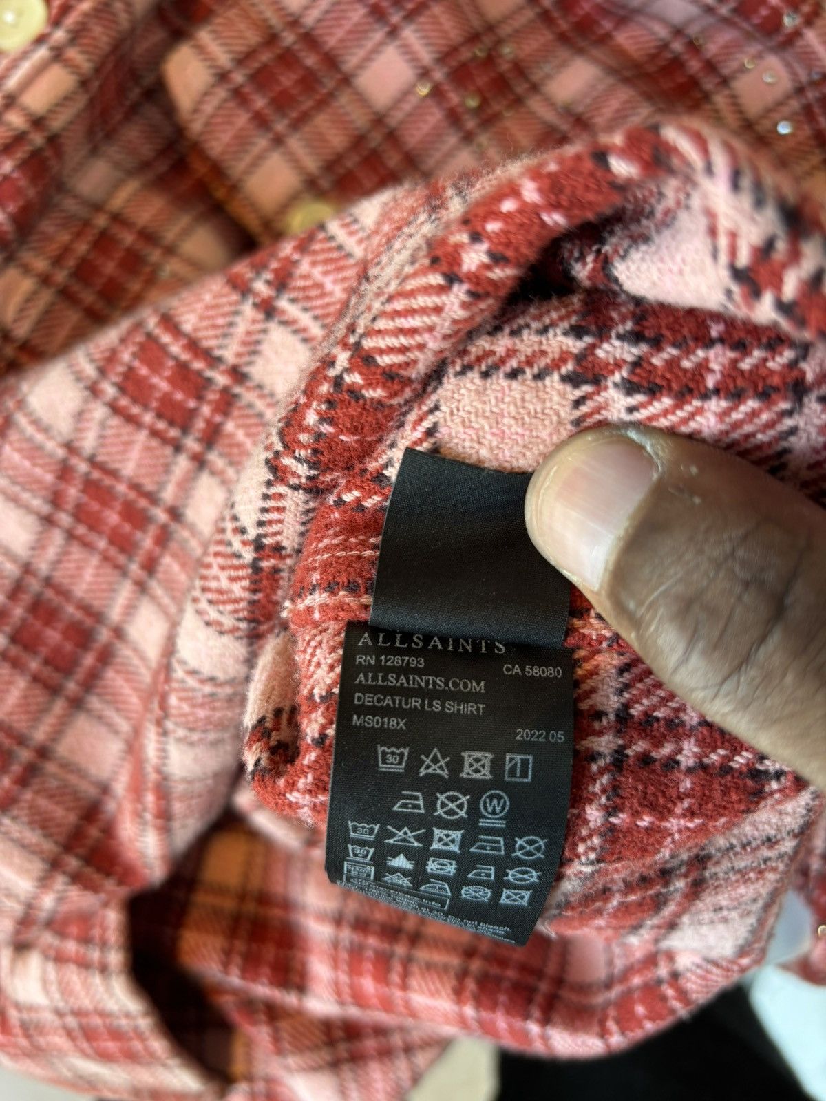 Allsaints Allsaints Red Plaid Rhinestone Flannel Size US L / EU 52-54 / 3 - 5 Thumbnail