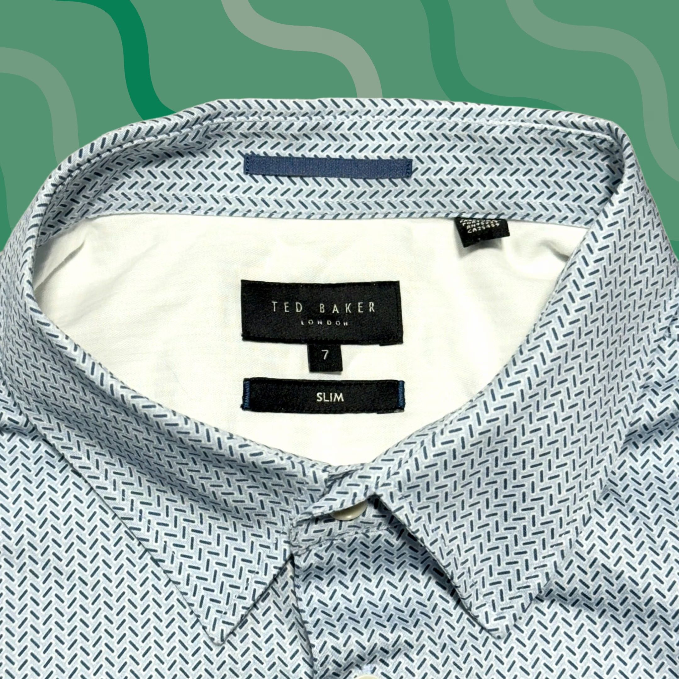 Ted Baker Ted Baker Shirt Mens 3XL Blue Geometric Button Up Shirt Casual Modern Preppy Mens Size US XXL / EU 58 / 5 - 1 Thumbnail
