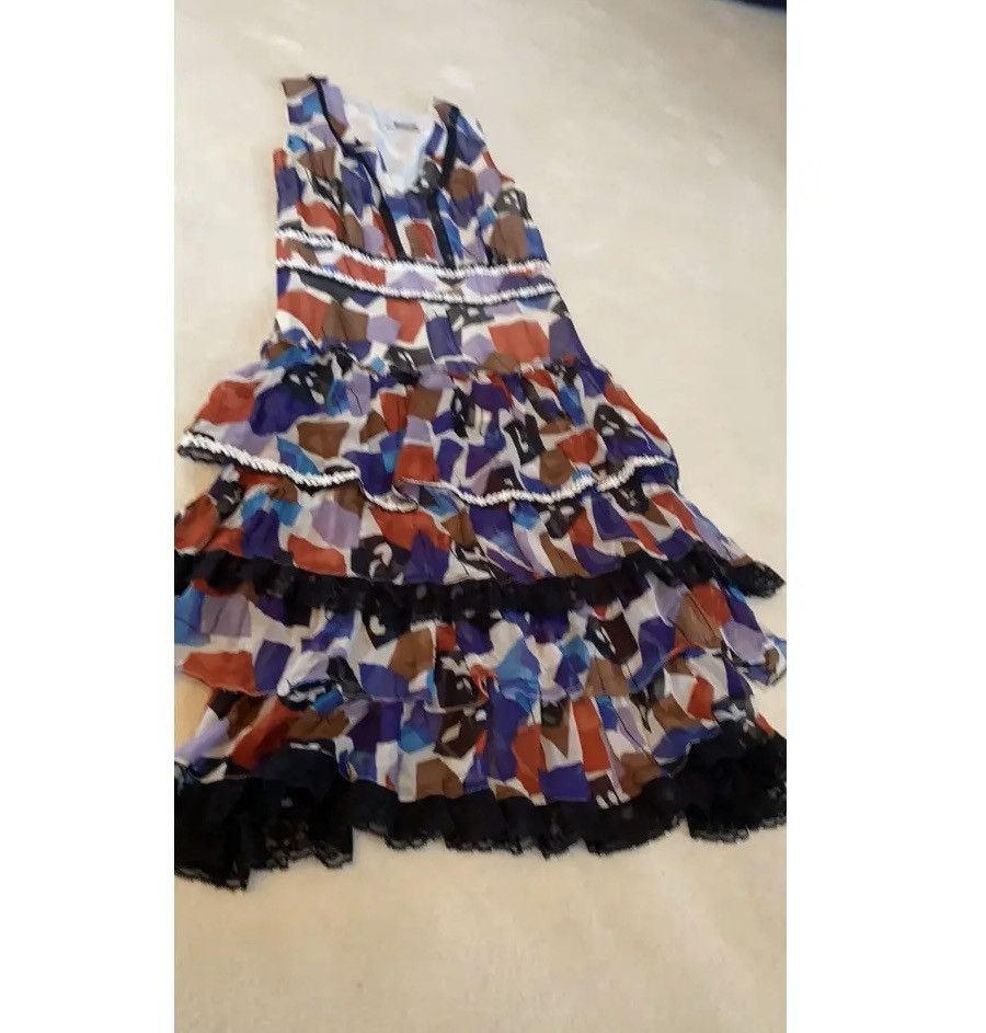 Boutique Moschino × Moschino × Vintage Moschino Archive Silk Boho Ruffle Dress Y2K Size 6 Size M / US 6-8 / IT 42-44 - 7 Thumbnail