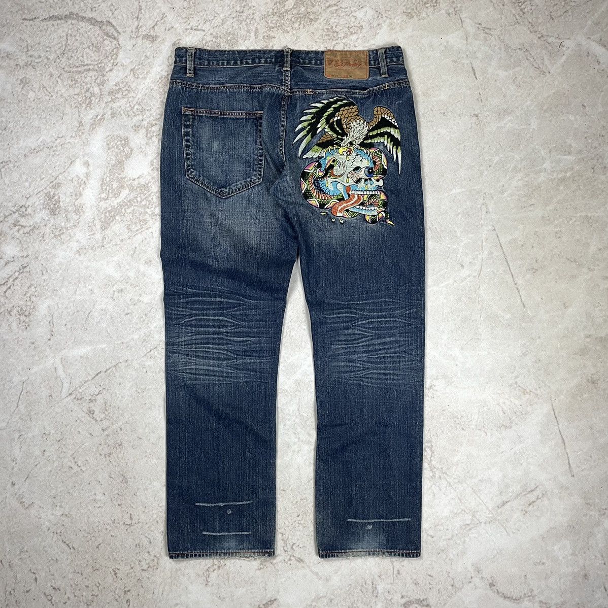 Christian Audigier × Ed Hardy × Vintage Ed Hardy Christian Audigier Vintage Printed Baggy Y2K Pants Size US 36 / EU 52 - 2 Thumbnail