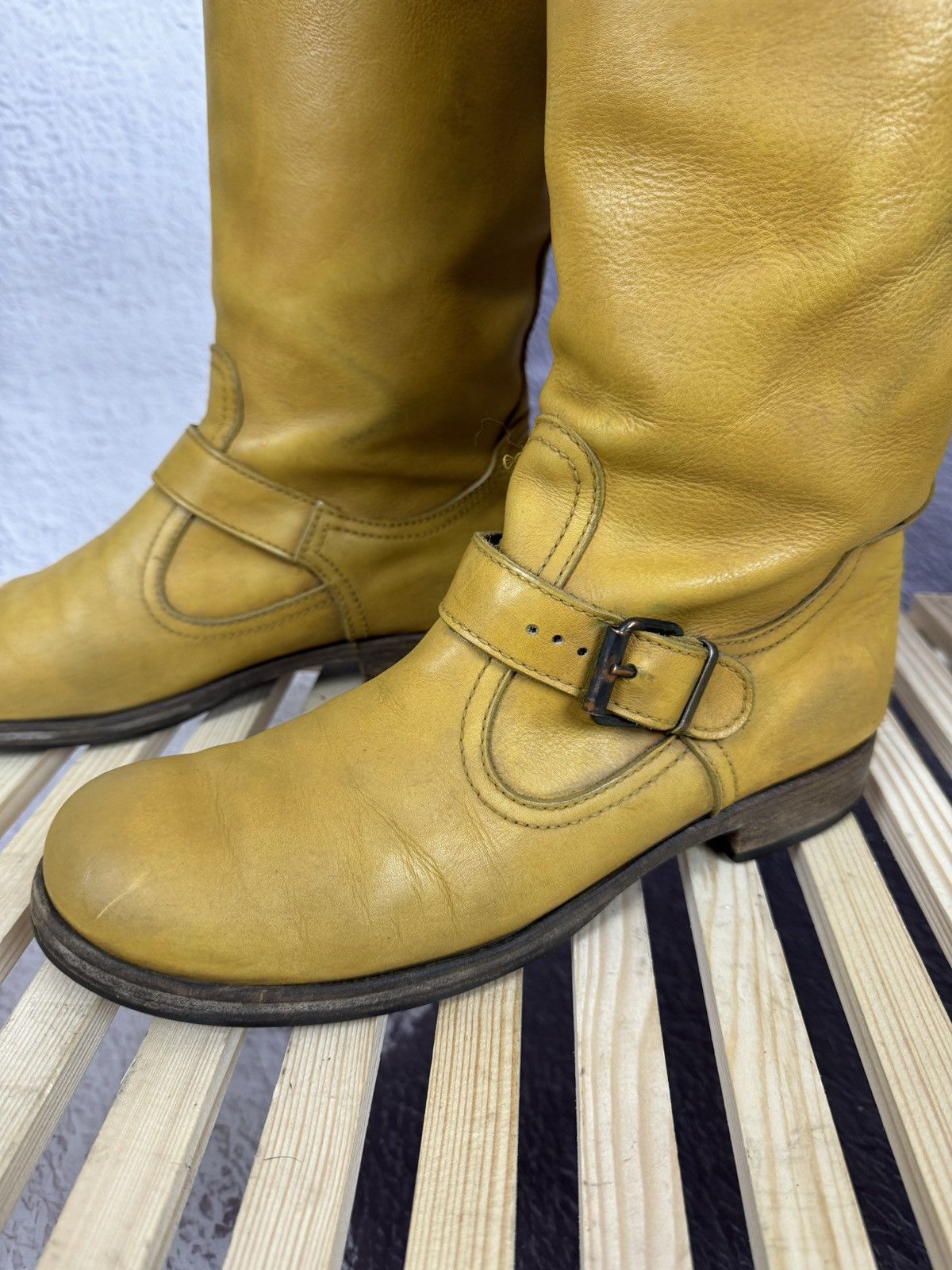 Cowboy Equipment MOMA vintage beige brown leather cowboy high shoes Size US 7.5 / EU 40-41 - 9 Thumbnail