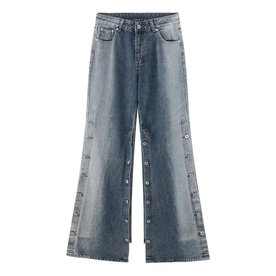 Japanese Brand × Vintage Button design wide leg loose jeans trousers y2k Size US 32 / EU 48 - 6 Thumbnail