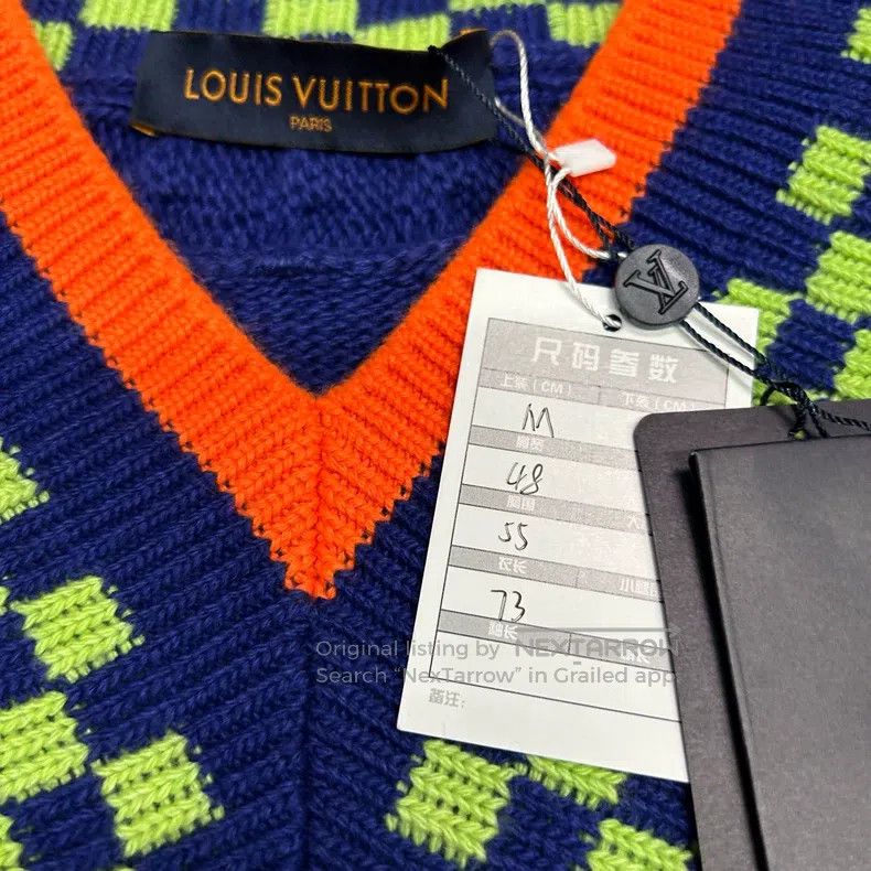 Louis Vuitton Louis Vuitton Damier plaid jacquard V-neck knit sweater Size US M / EU 48-50 / 2 - 3 Thumbnail