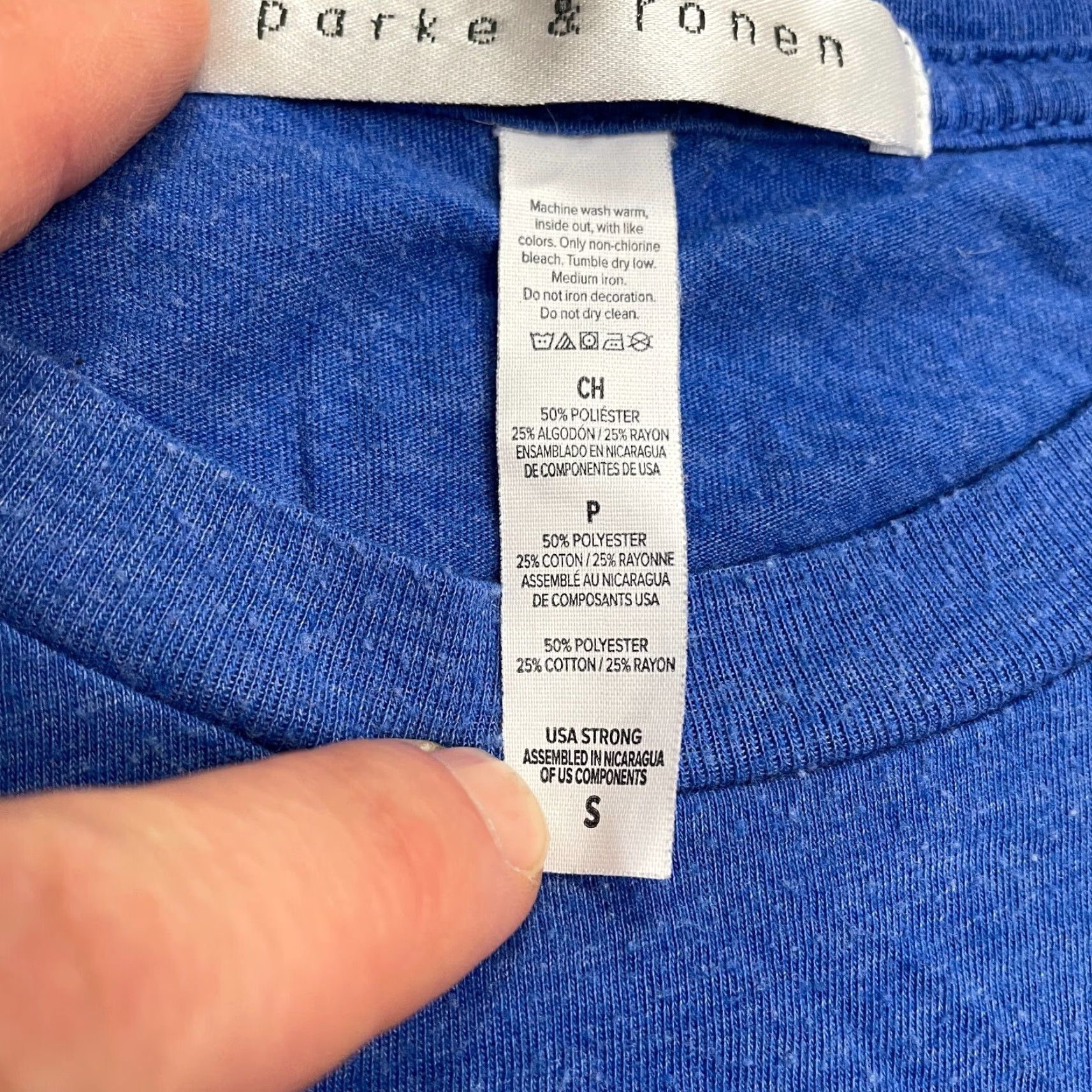 Parker Parke & Ronen Basic T-Shirt Womens S Blue Crew Neck Long Sleeve Casual Tee Size S / US 4 / IT 40 - 5 Thumbnail