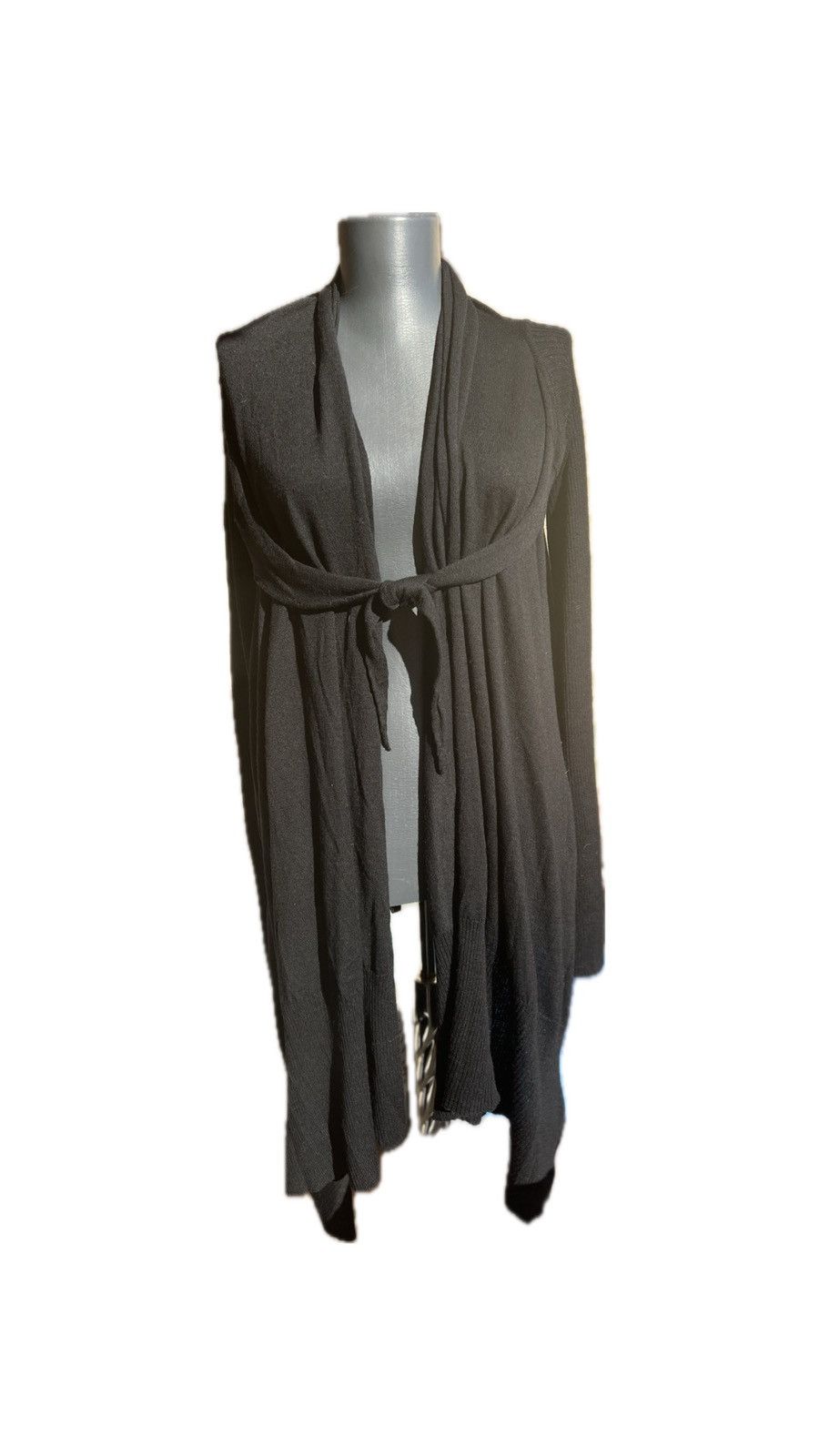 image of Rick Owens Black Wool Asymmetrical Cardigan, Women's (Size Small)