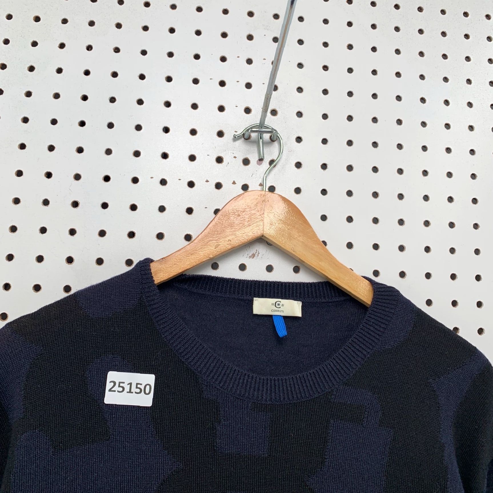 Vintage Cerruti Sweater Blue Black Spell Out Adult Mens Large 100% Wool Crewneck 25.5x30 Size US L / EU 52-54 / 3 - 7 Thumbnail