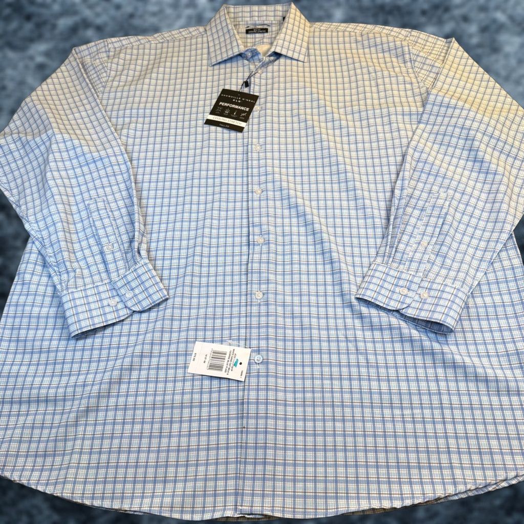 Vintage VINTAGE Shaquille O'Neal Dress Shirt Plaid Blue Mens 18 37/38 Shirt Big and Tall Long Sleeve Size 48R - 1 Thumbnail