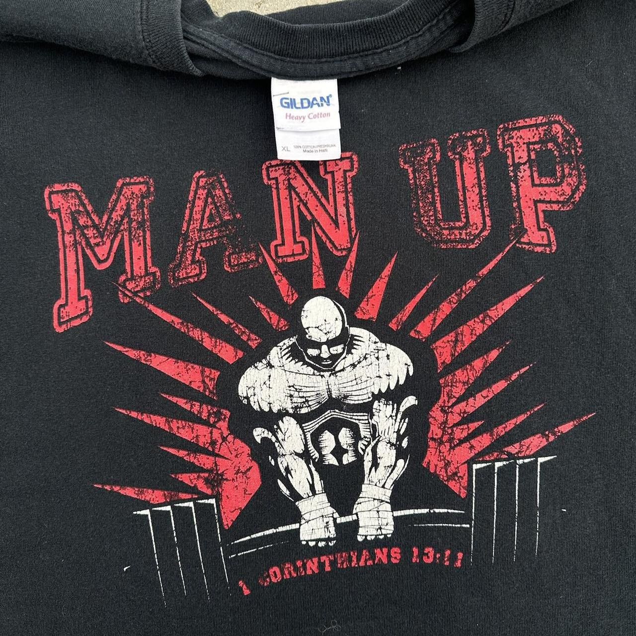 Gildan Vintage 2010’s Man Up Gym Shirt Jesus Tee Graphic Top Size US XL / EU 56 / 4 - 1 Thumbnail