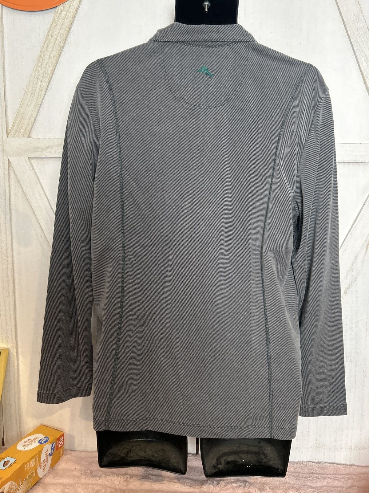 Tommy Bahama Tommy Bahama Men’s Quarter-Zip Pullover Gray Herringbon 0008 Size US M / EU 48-50 / 2 - 3 Thumbnail