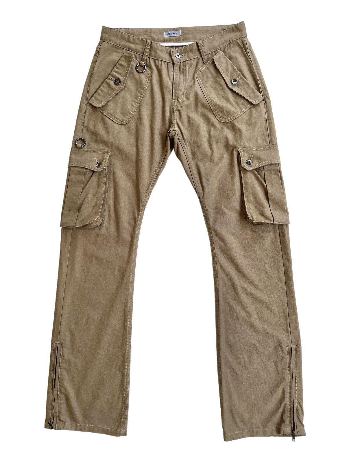 Japanese Brand Open Arms Flare Cargo Multipocket Pants Size US 32 / EU 48 - 2 Thumbnail
