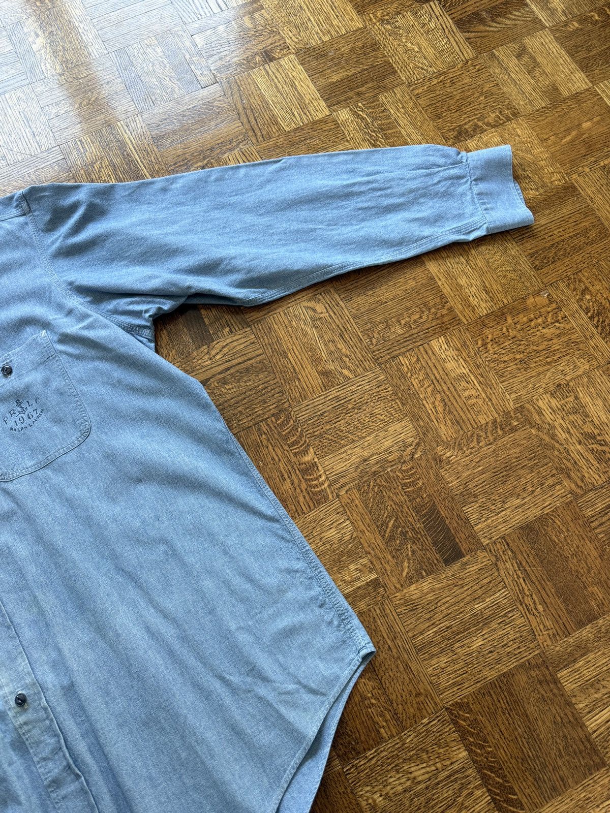 Polo Ralph Lauren Vintage Polo Ralph Lauren Stenciled Dungaree Work Shirt Size US XL / EU 56 / 4 - 6 Thumbnail
