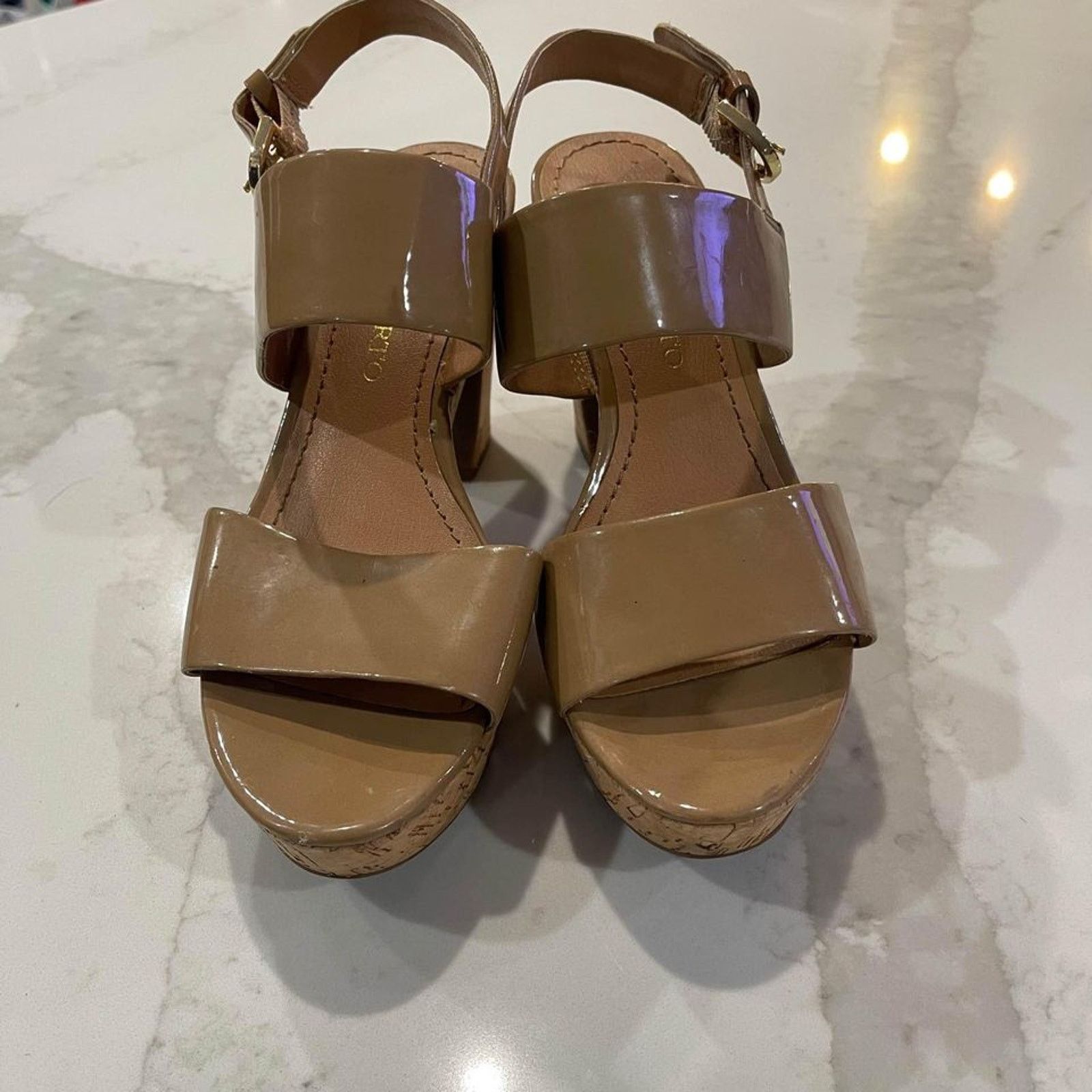 Franco Sarto Franco Sarto Nude Cork Block Heels Strappy Ankle Women's 6.5 Size US 6.5 / IT 36.5 - 3 Thumbnail