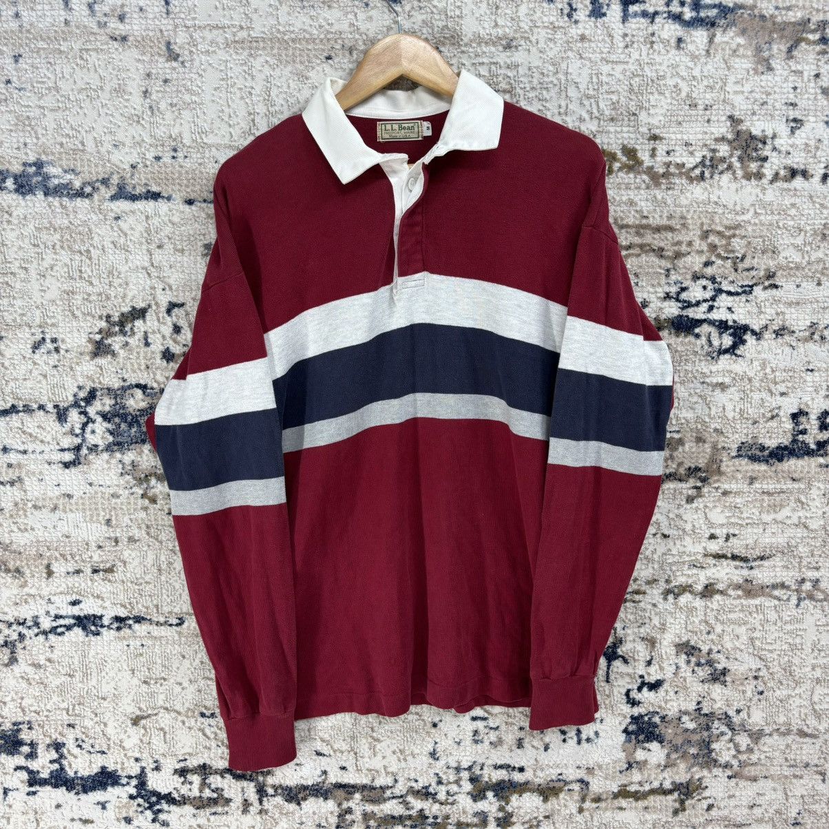 L.L. Bean × Vintage 90s Vintage LL. Bean Rugby Shirt Size US M / EU 48-50 / 2 - 2 Thumbnail