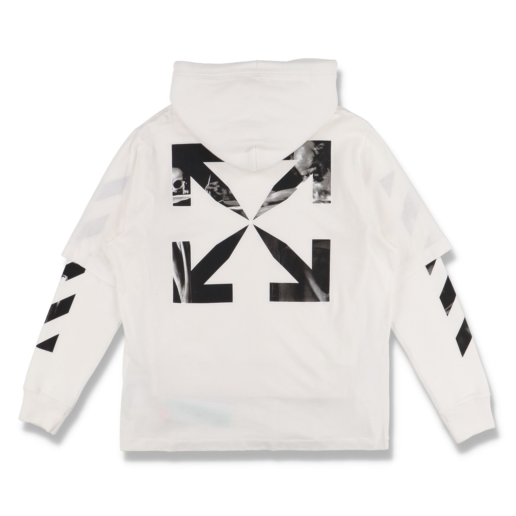 Off-White White Caravaggio Arrows Oversized Layered Tee Hoodie Size XXS / US 00 / IT 34 - 1 Thumbnail