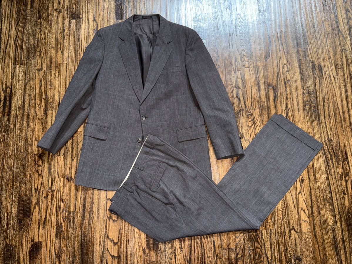Savile Row Tailored Vintage Brown Plaid 2pc Suit Jacket & Pant Set ~44L Size 44L - 1 Thumbnail