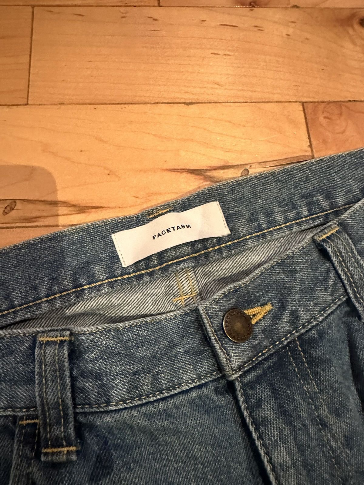 Facetasm Stonewashed Side Stripe Baggy Wide Leg Denim size 5 34-36 Size US 36 / EU 52 - 3 Thumbnail