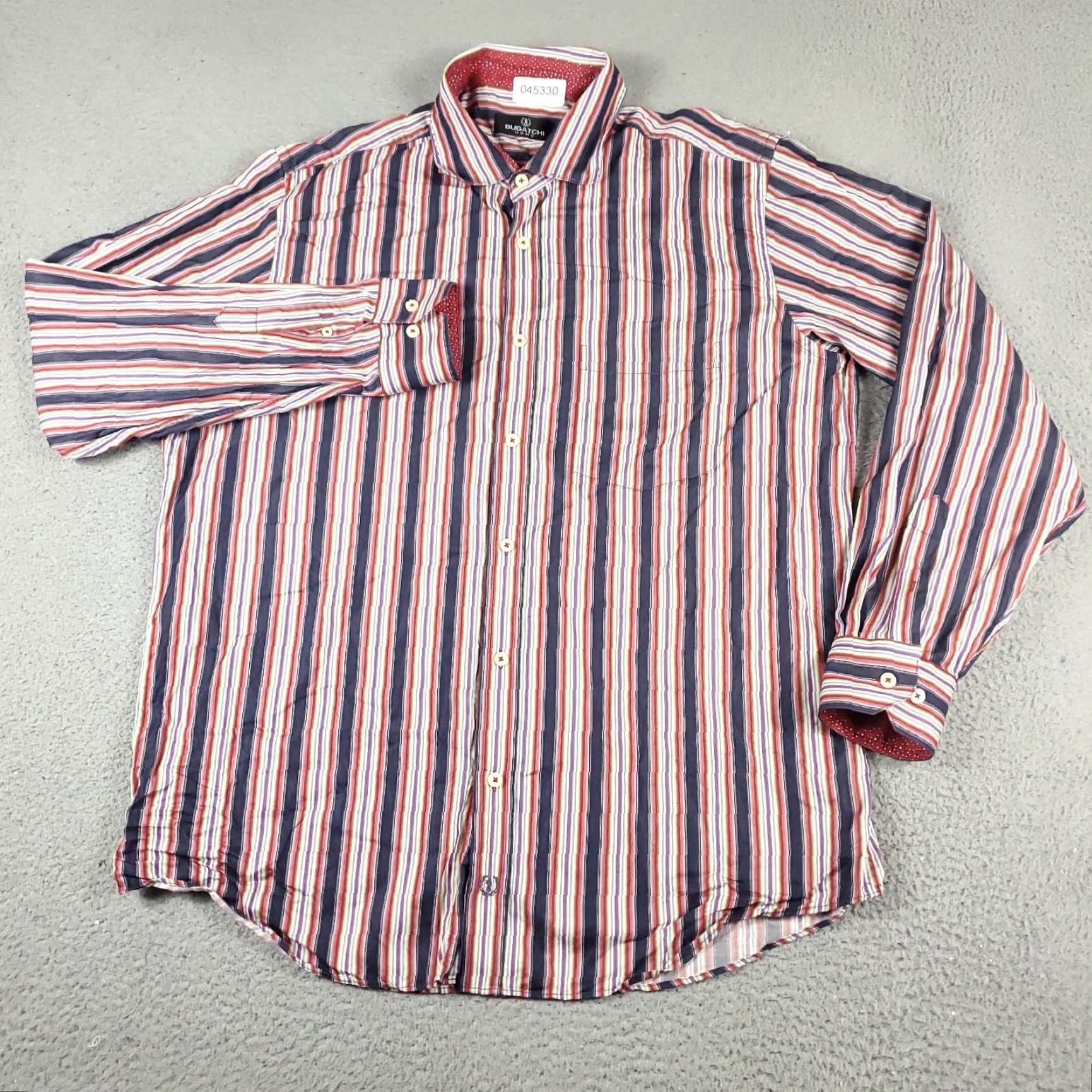 BUGATCHI Bugatchi Uomo Shirt Mens XL Red Striped Long Sleeve Button-Up Casual Size US XL / EU 56 / 4 - 2 Thumbnail