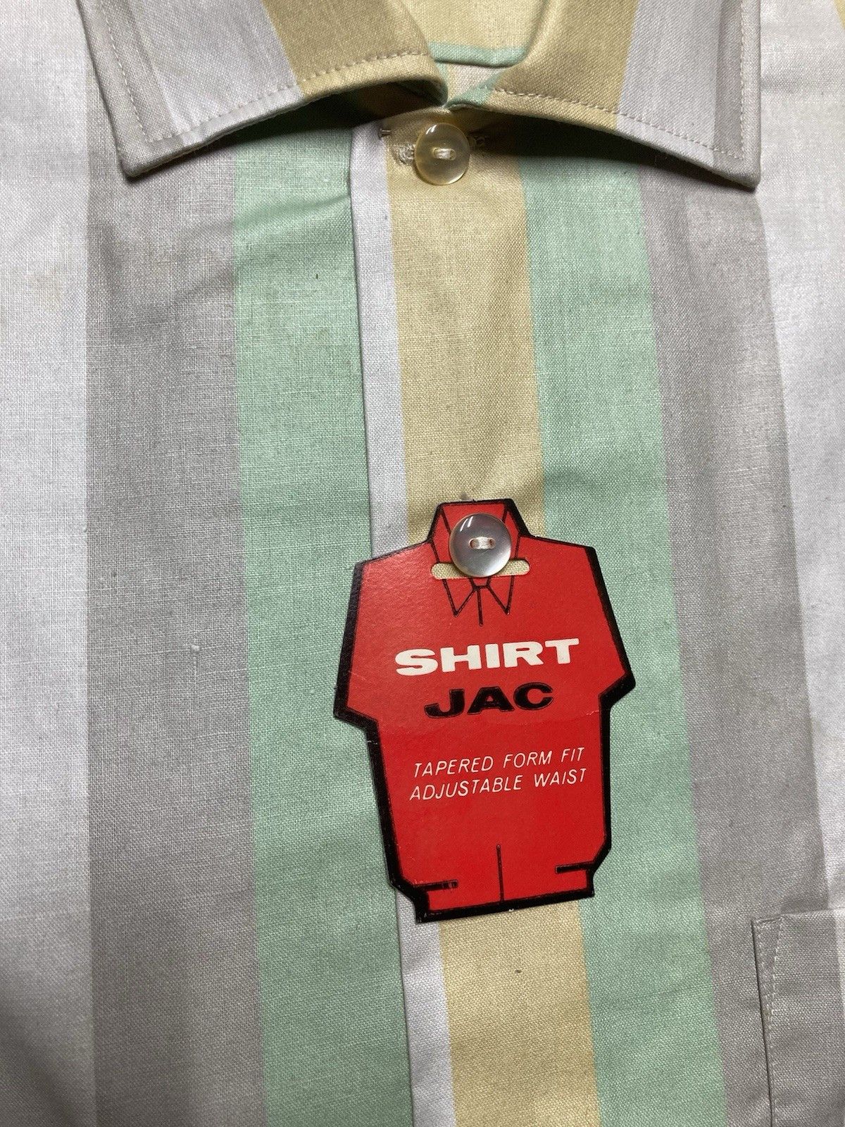 Vintage NEW Vtg 1950s Shirt Jac striped cotton DEADSTOCK men’s large Size US L / EU 52-54 / 3 - 3 Thumbnail