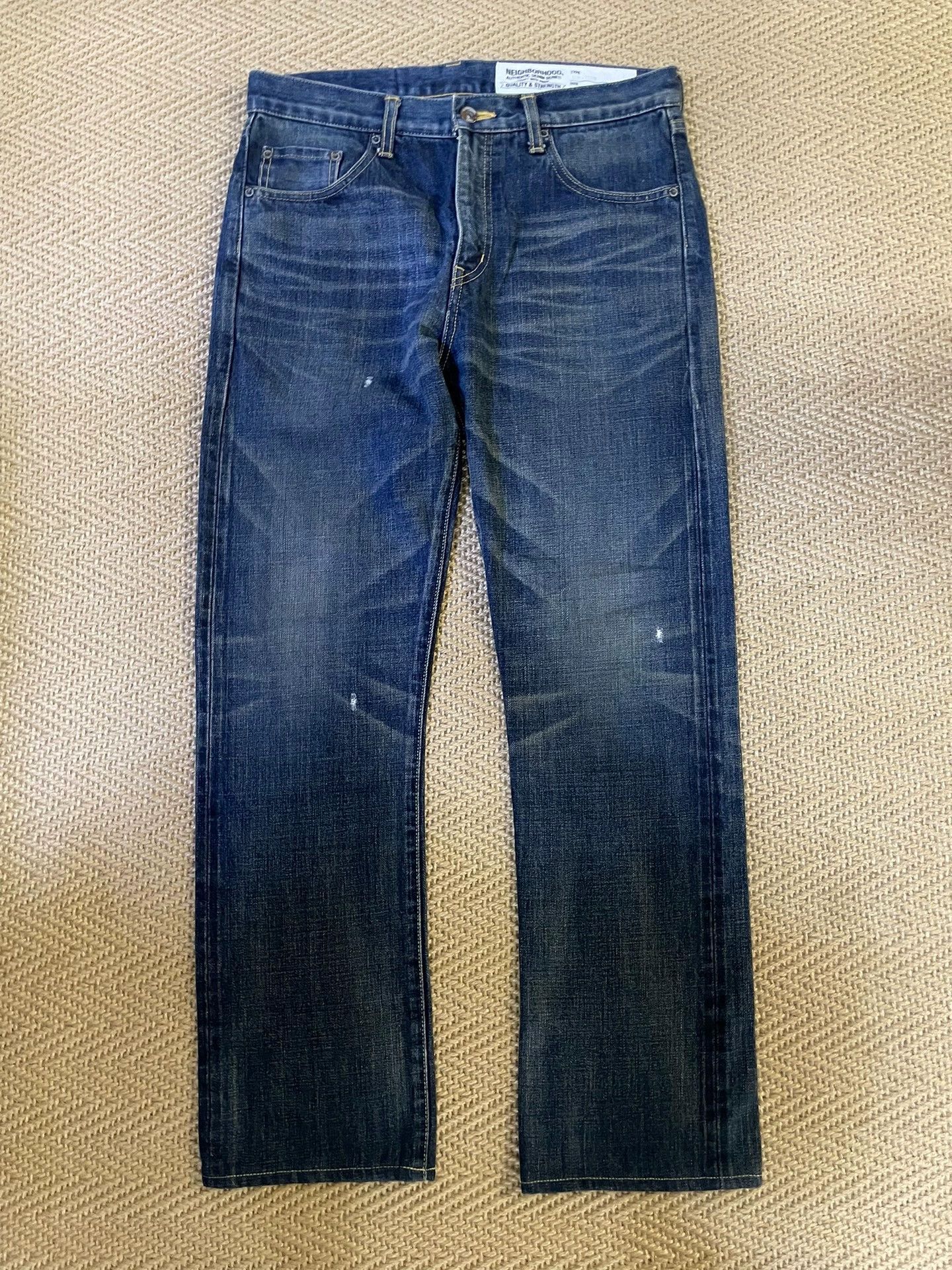 Neighborhood NBHD DP-MID M Blue Natural Wash Distressed Jeans LN Size US 32 / EU 48 - 1 Thumbnail