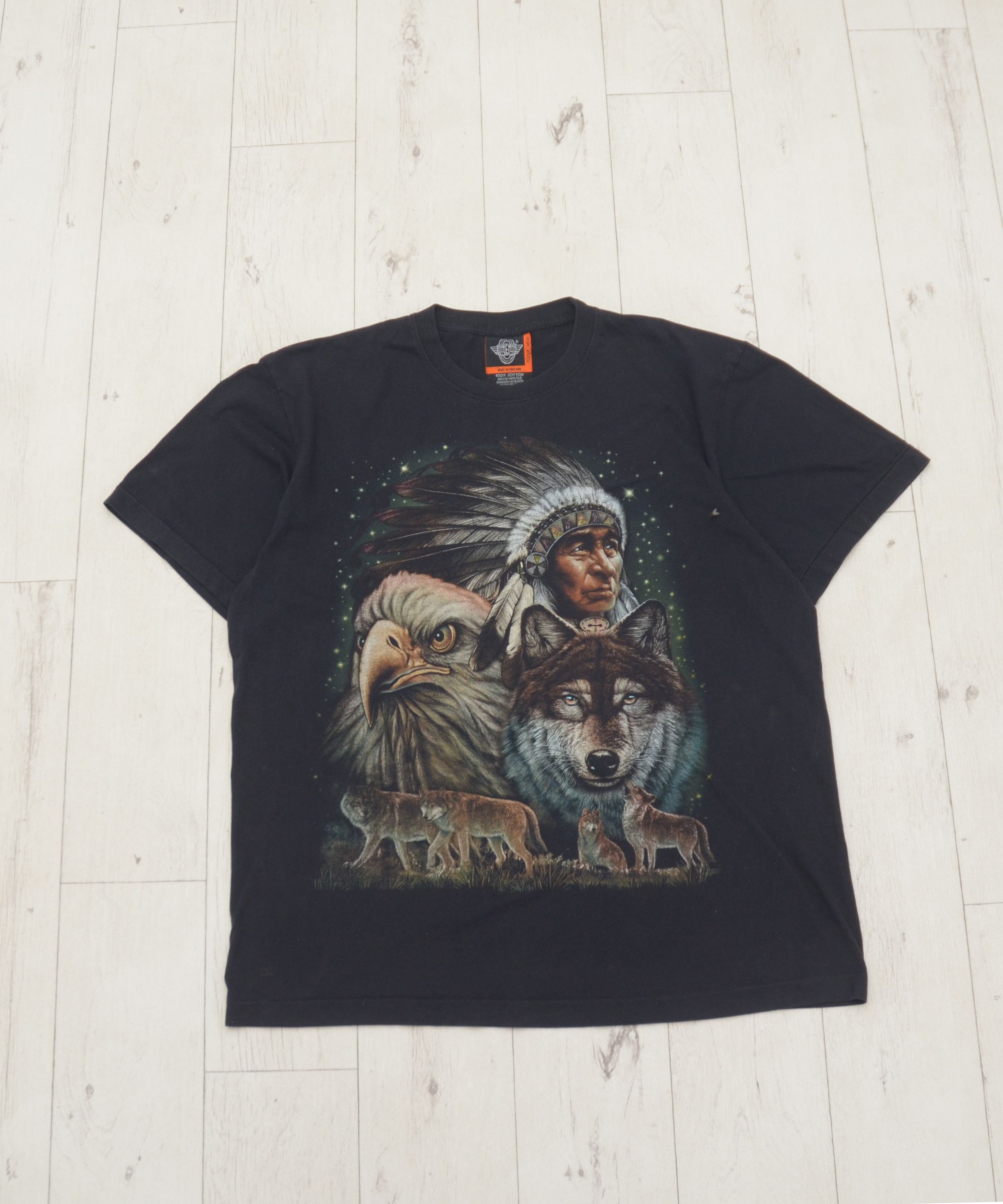 Vintage Vintage Rock Eagle Wild Indian Chief Wolves American heavy Size US XL / EU 56 / 4 - 1 Thumbnail