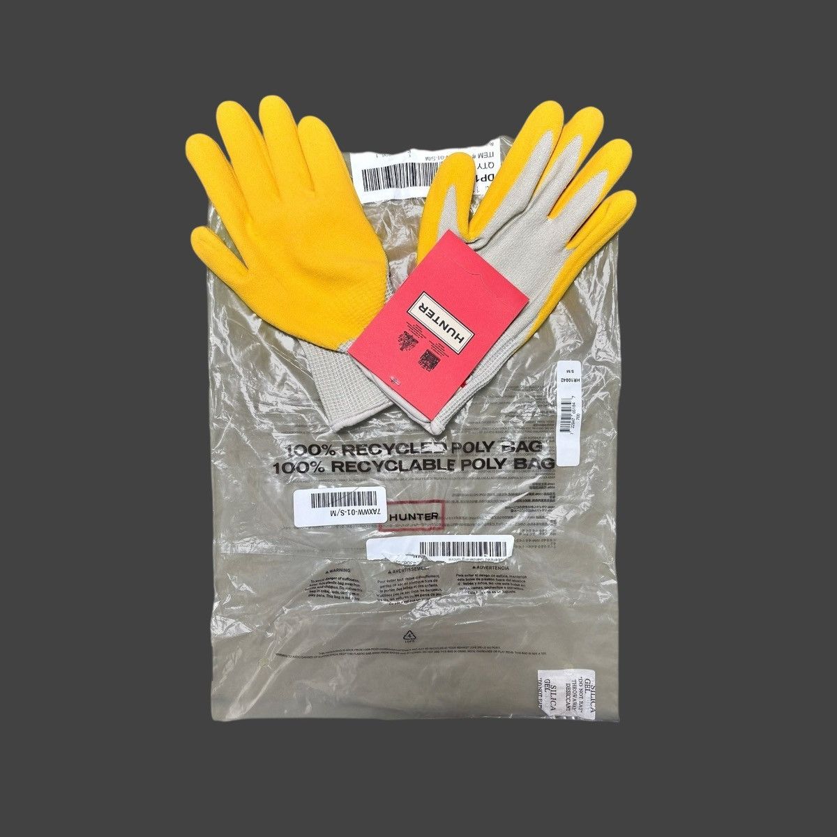 Hunter Hunter Rubberized Logo Work Gloves Yellow Red Sz S/M Unisex Size ONE SIZE - 3 Thumbnail