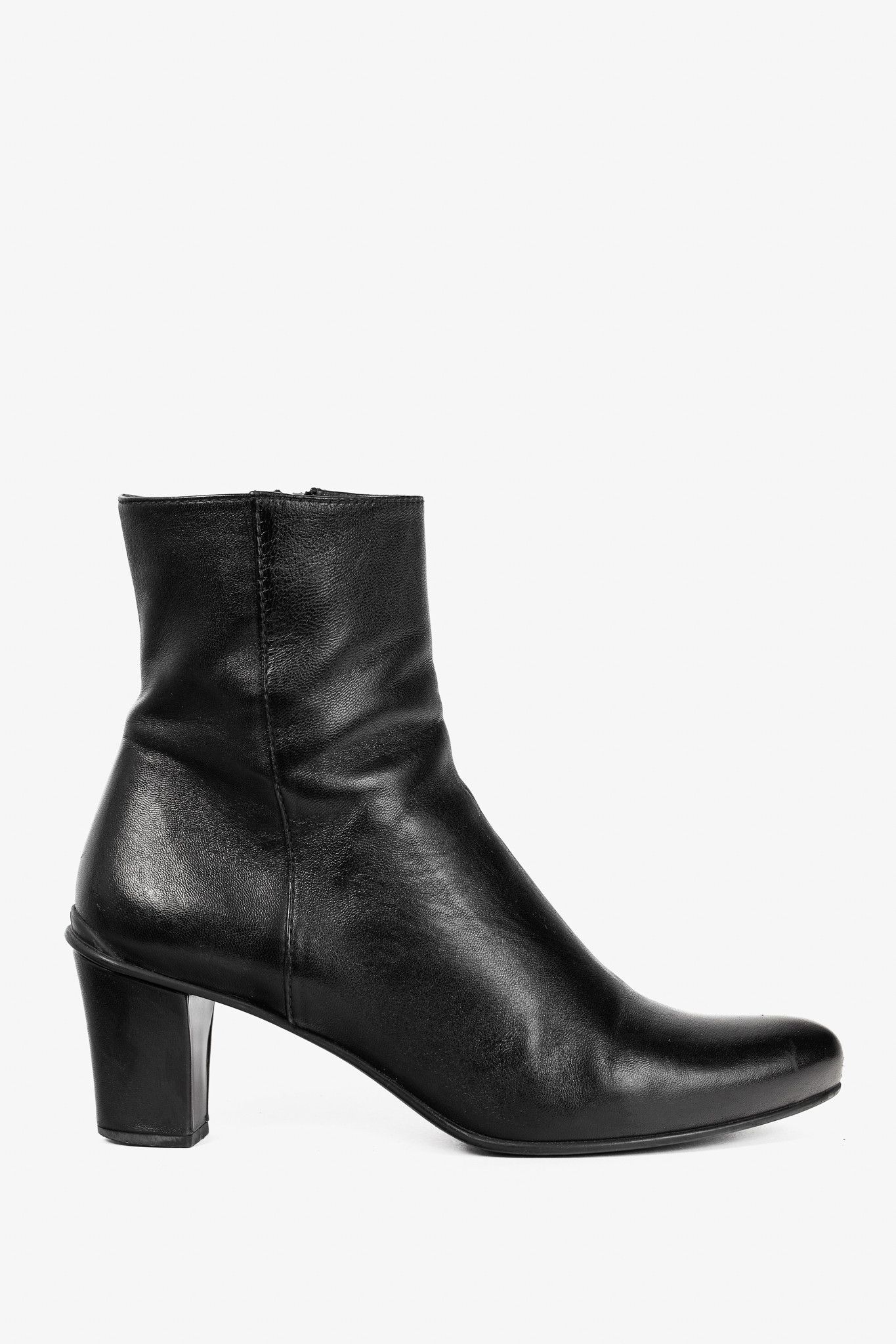 Prada Black Leather Almond-Toe Ankle Boots