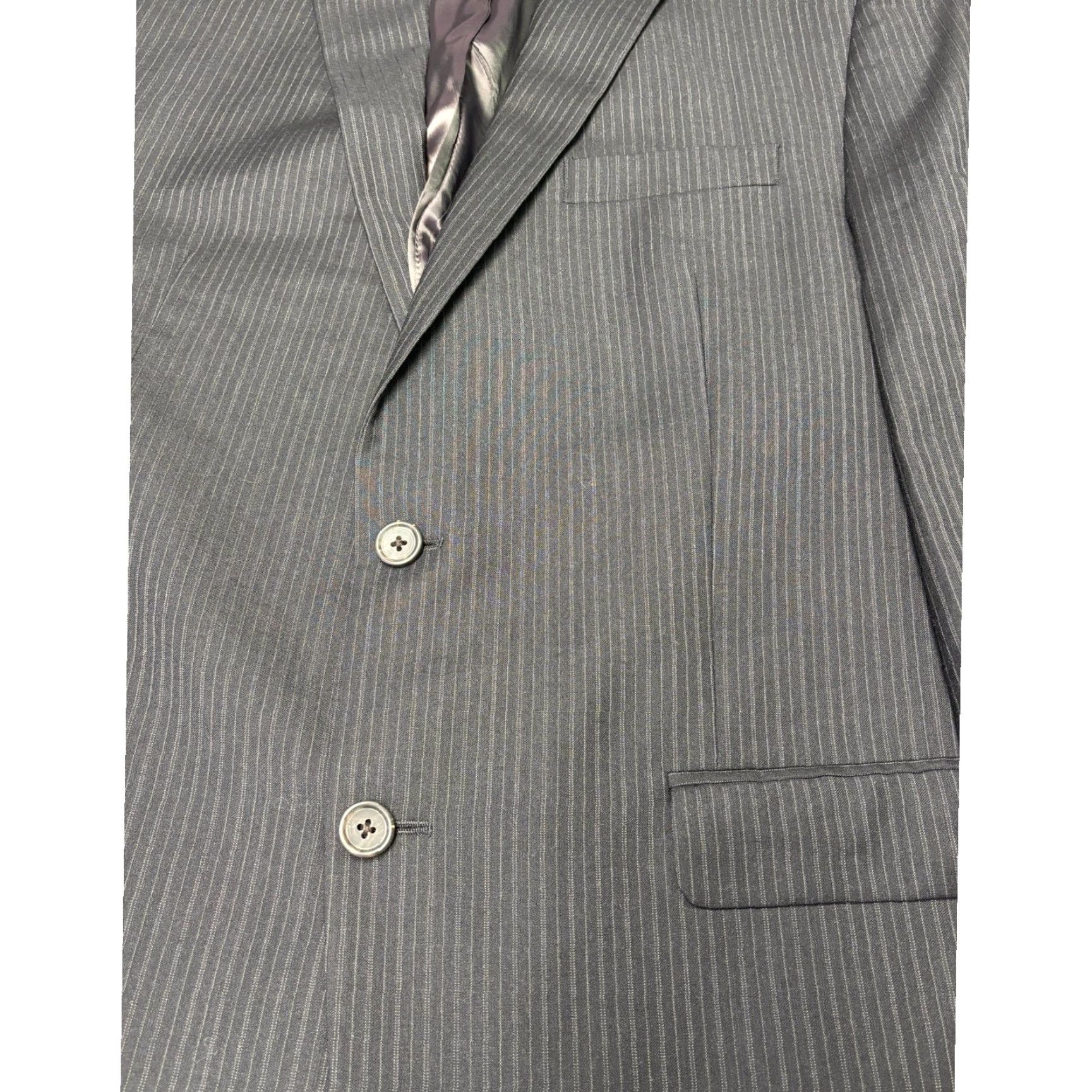 Ralph Lauren Lauren Ralph Lauren 3 Piece Suit Wool Charcoal Black Blazer Vest Trousers 42L Blue Pinstripe Men Adults Formal Business Wedding Size 42R - 5 Thumbnail