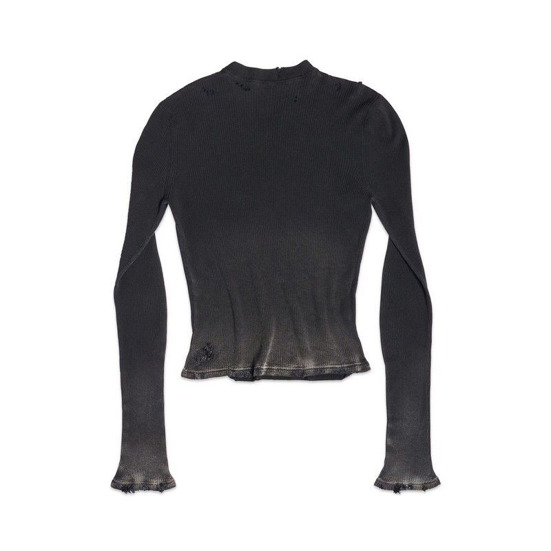 Balenciaga o1tr1nto1125 Long Sleeve Top in Black Size M / US 6-8 / IT 42-44 - 2 Thumbnail