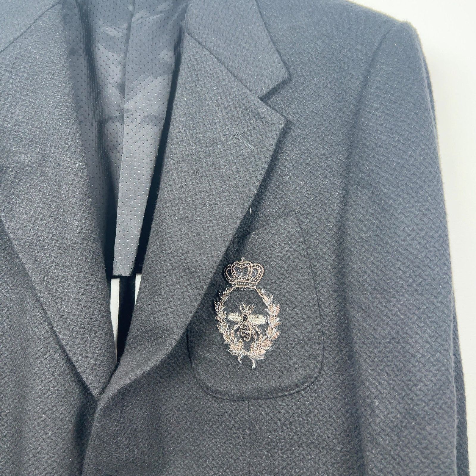Dolce & Gabbana Dolce & Gabbana Textured Bee Crest Detail Blazer Size 52L - 2 Thumbnail