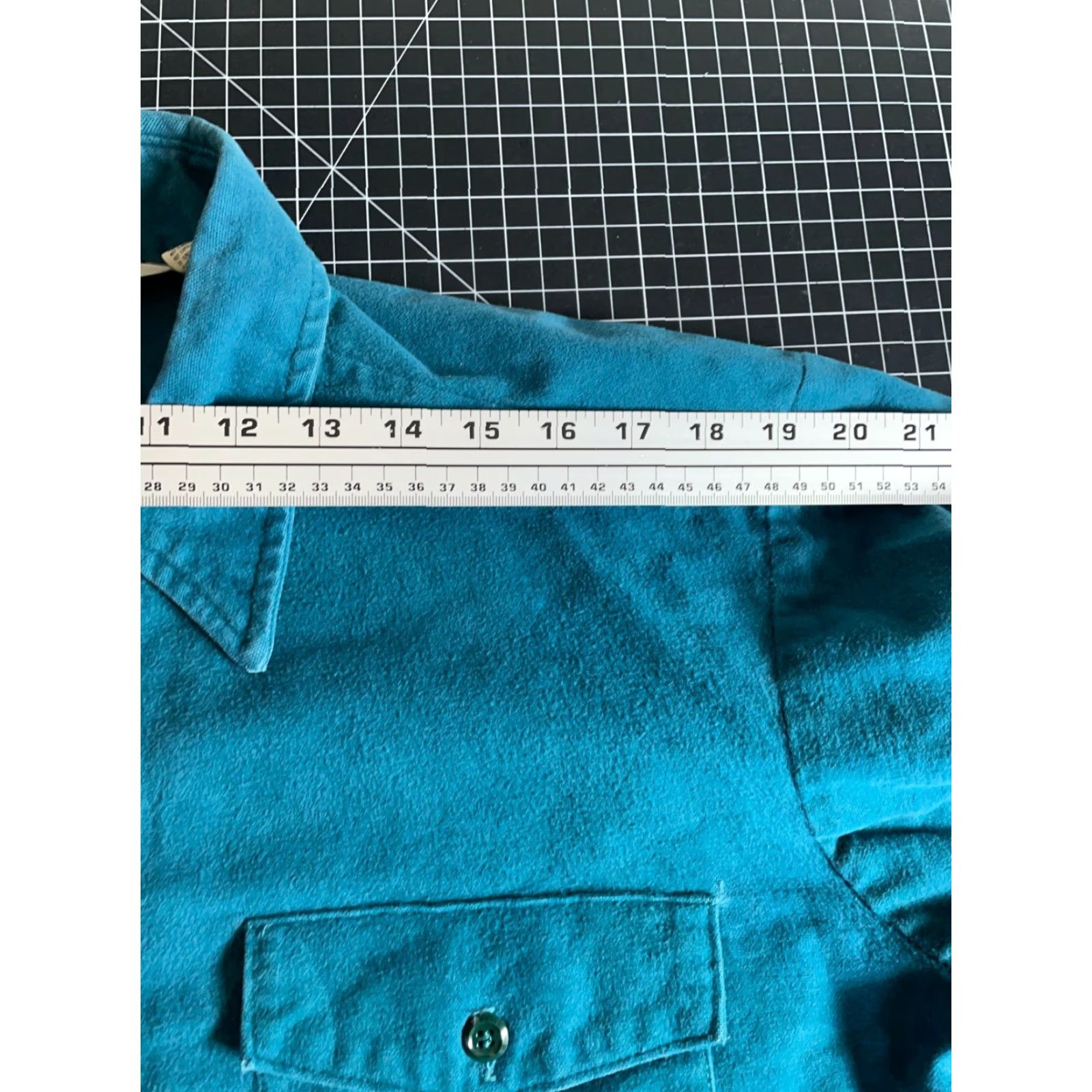 CLOT VINTAGE Duxbak Shirt Chamois Cloth Men XL Teal Heavyweight Workwear Long Sleeve Button-Up Collared Pocketed Size US XL / EU 56 / 4 - 7 Thumbnail