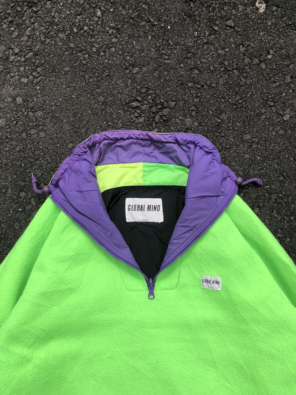 Japanese Brand Vtg Global Mind Neon Colourblock Anorak Halfzipper Jacket Size US XXL / EU 58 / 5 - 18 Thumbnail