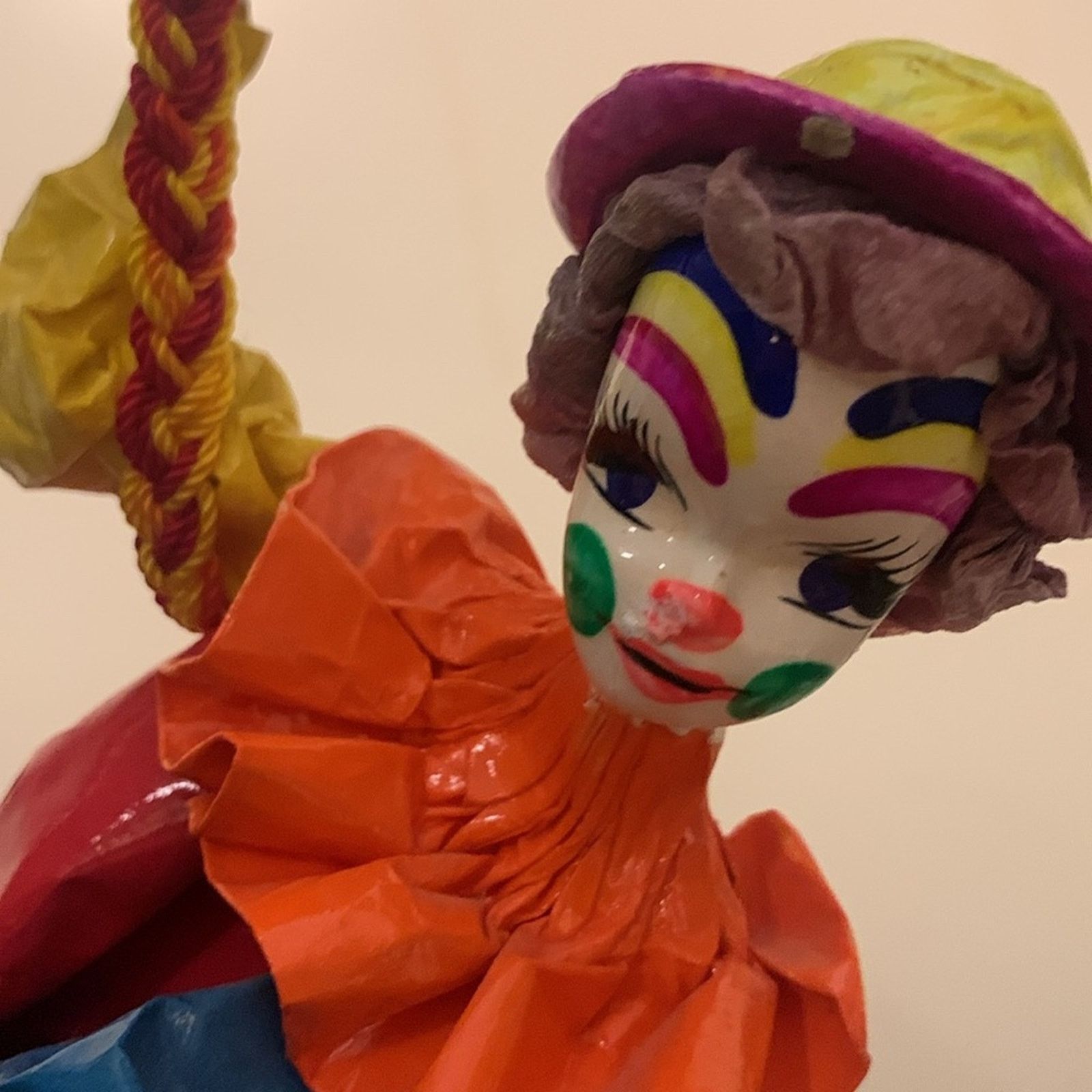 Vintage 70’s midcentury handmade papier maché clown and parachute Size ONE SIZE - 5 Thumbnail