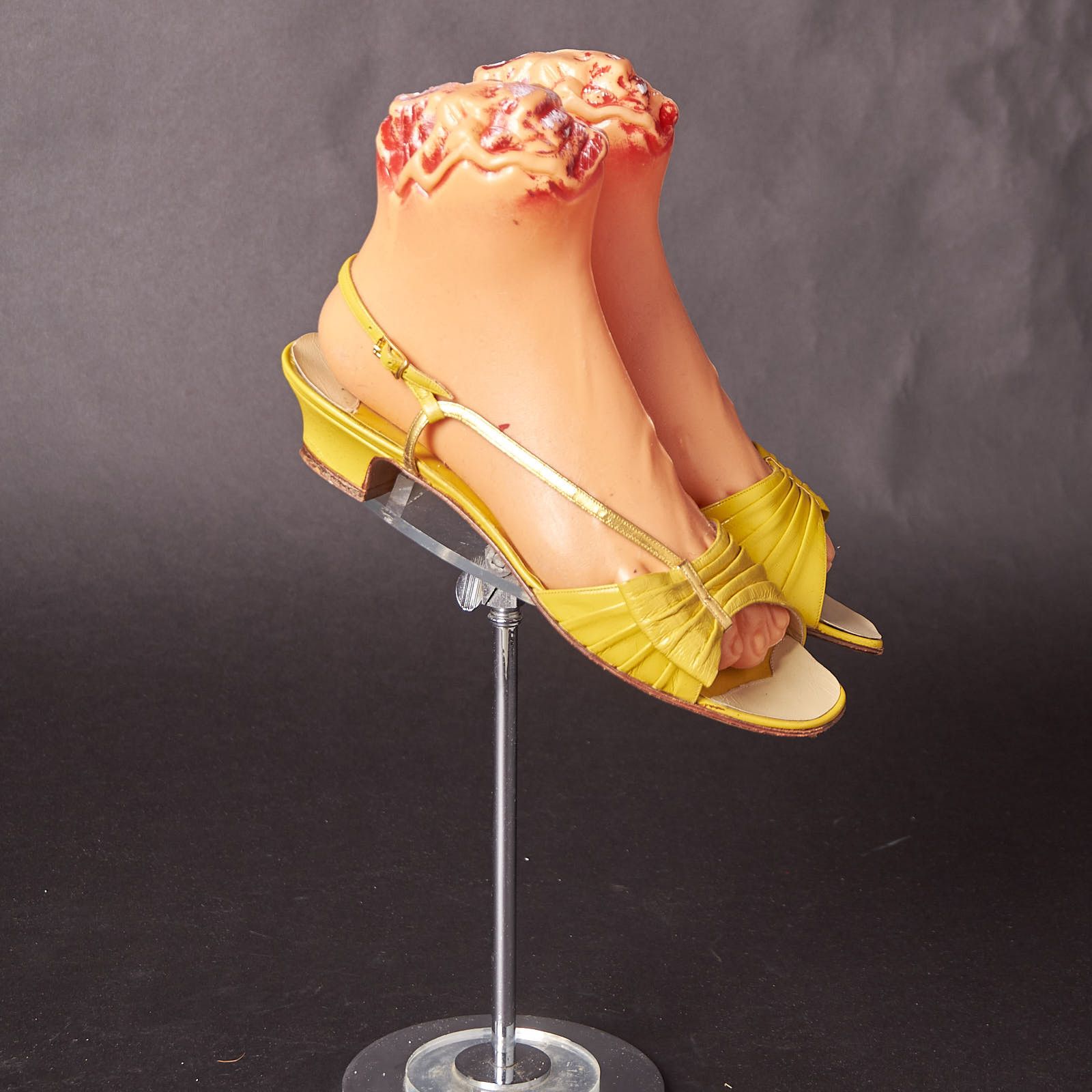Vintage 1970s Joseph Larose Yellow and Gold Sandals Heels Shoes Size US 6 / IT 36 - 1 Thumbnail