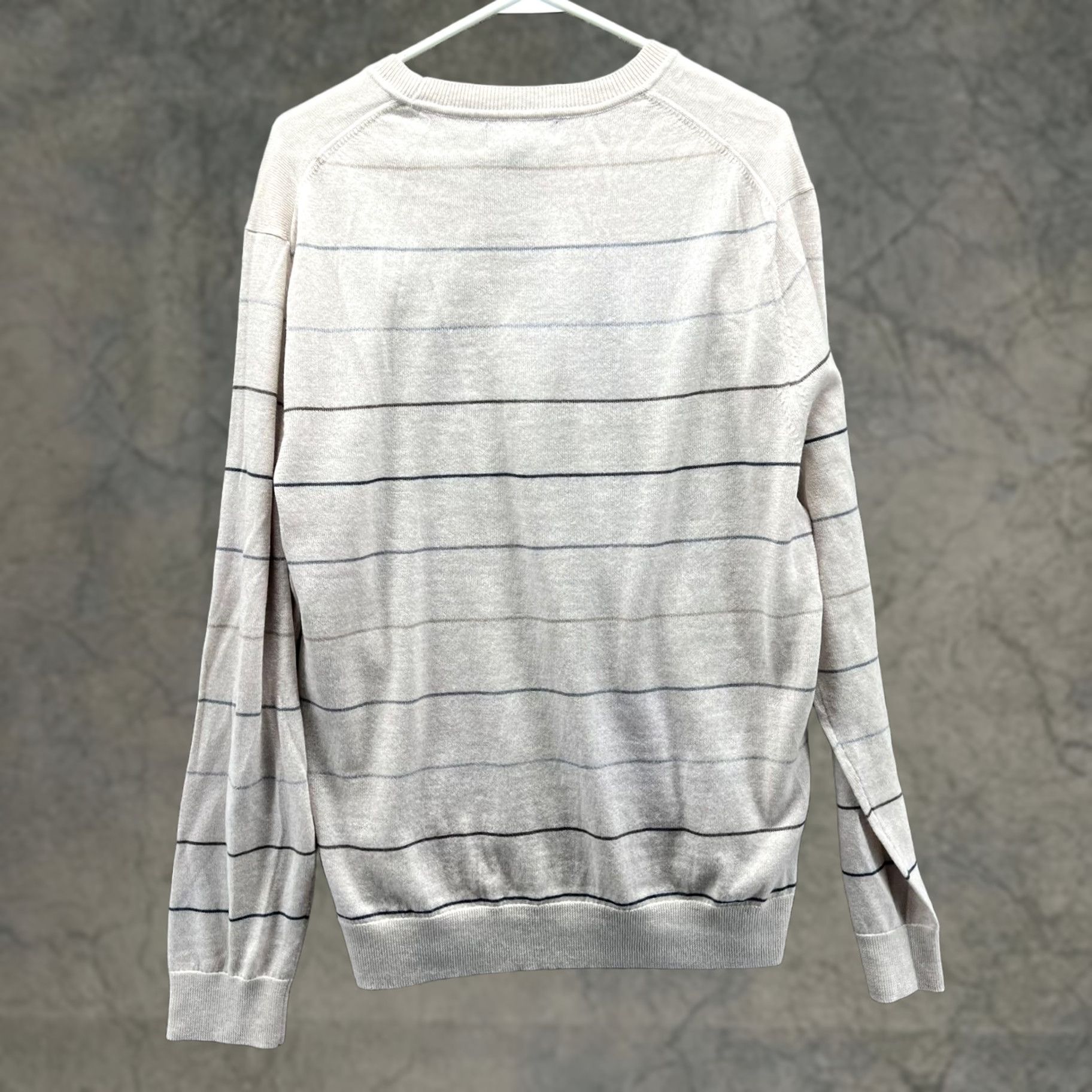 Banana Republic VINTAGE Banana Republic Sweater Mens XL Beige Stripe Merino Wool Crewneck Lightweight Size US XL / EU 56 / 4 - 1 Thumbnail