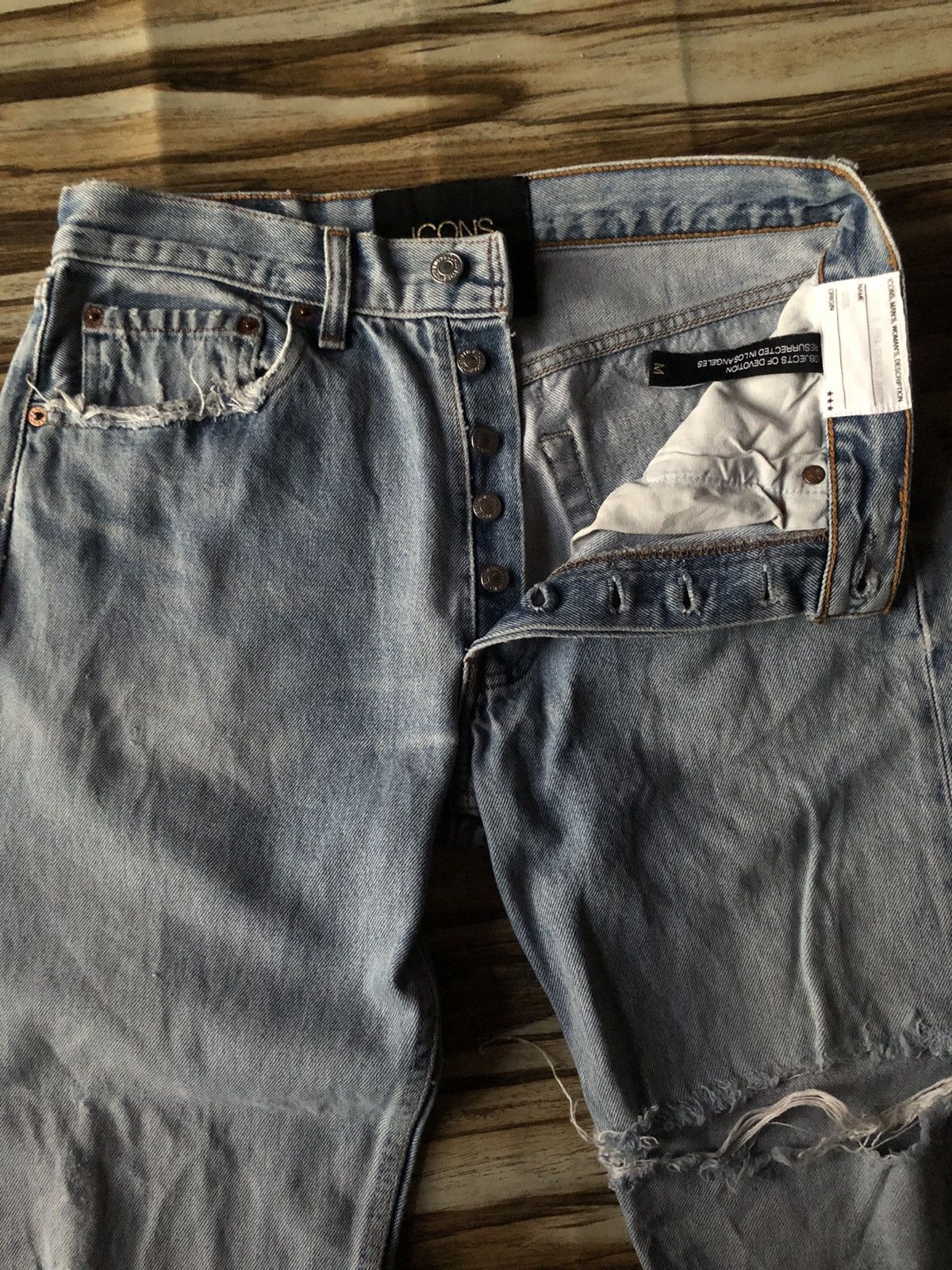 Levi's Vtg Reworked 501 USA Icons Distressed Cropped Blue Denim Size US 29 - 7 Thumbnail