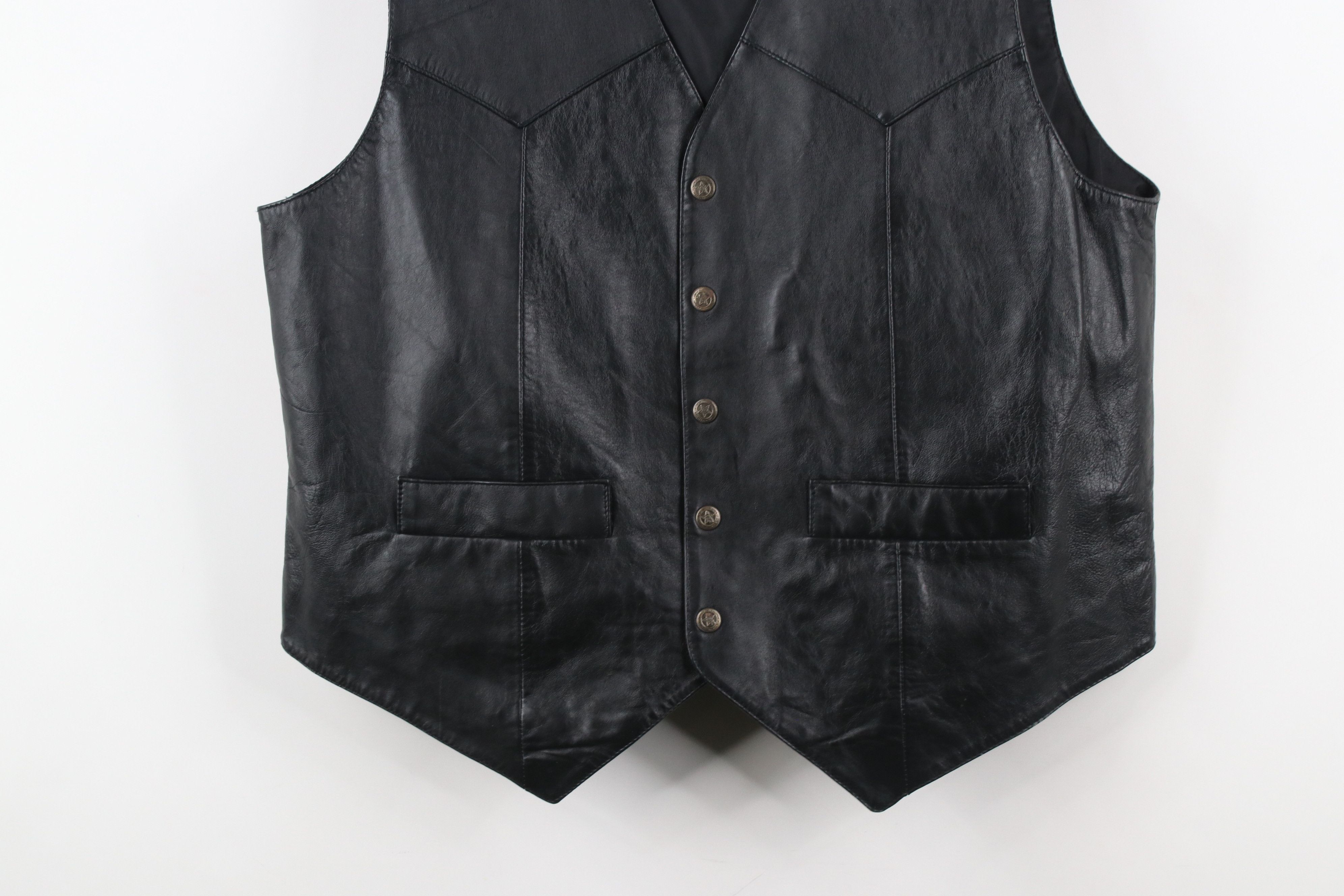 Vintage Vintage 90s Scully Leather Western Button Vest Jacket Black Size US L / EU 52-54 / 3 - 3 Thumbnail
