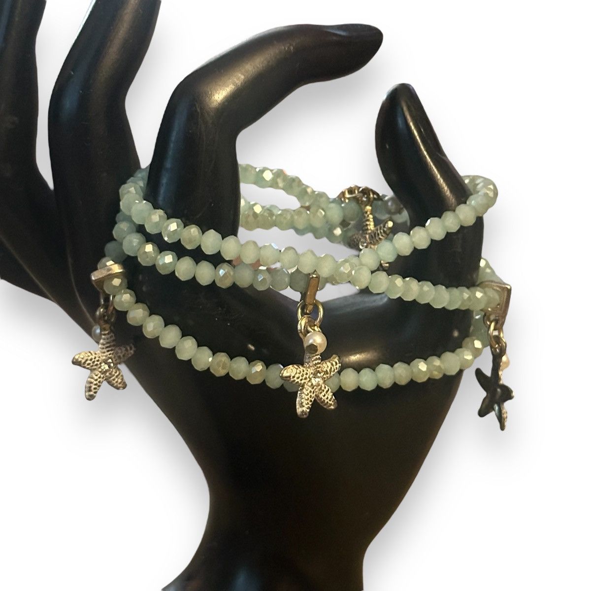 Other Icy blue glass bead wrapped stretch starfish charms bracelet Size ONE SIZE - 2 Thumbnail