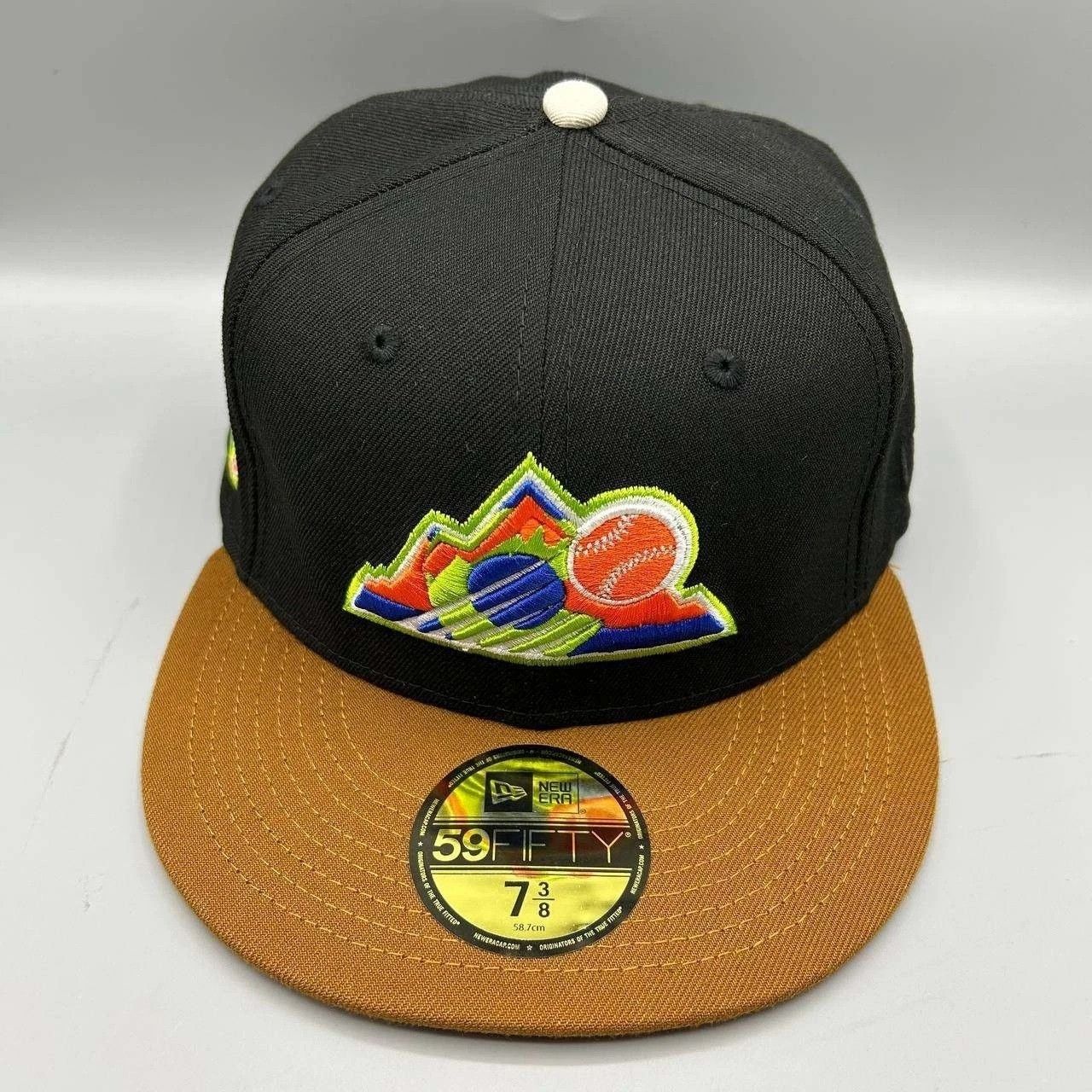 New Era Colorado Rockies Hat Men 7 3/8 Black Brown MLB Fitted Cap Size ONE SIZE - 2 Thumbnail