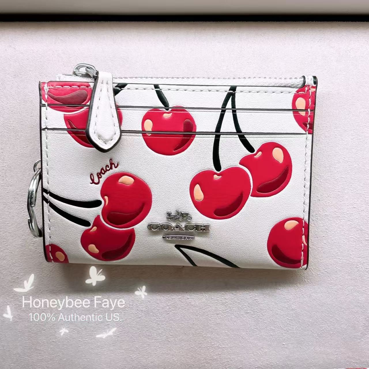 Coach 🍒 Mini Skinny Id Case With Cherry Print CZ463 Size ONE SIZE - 5 Thumbnail